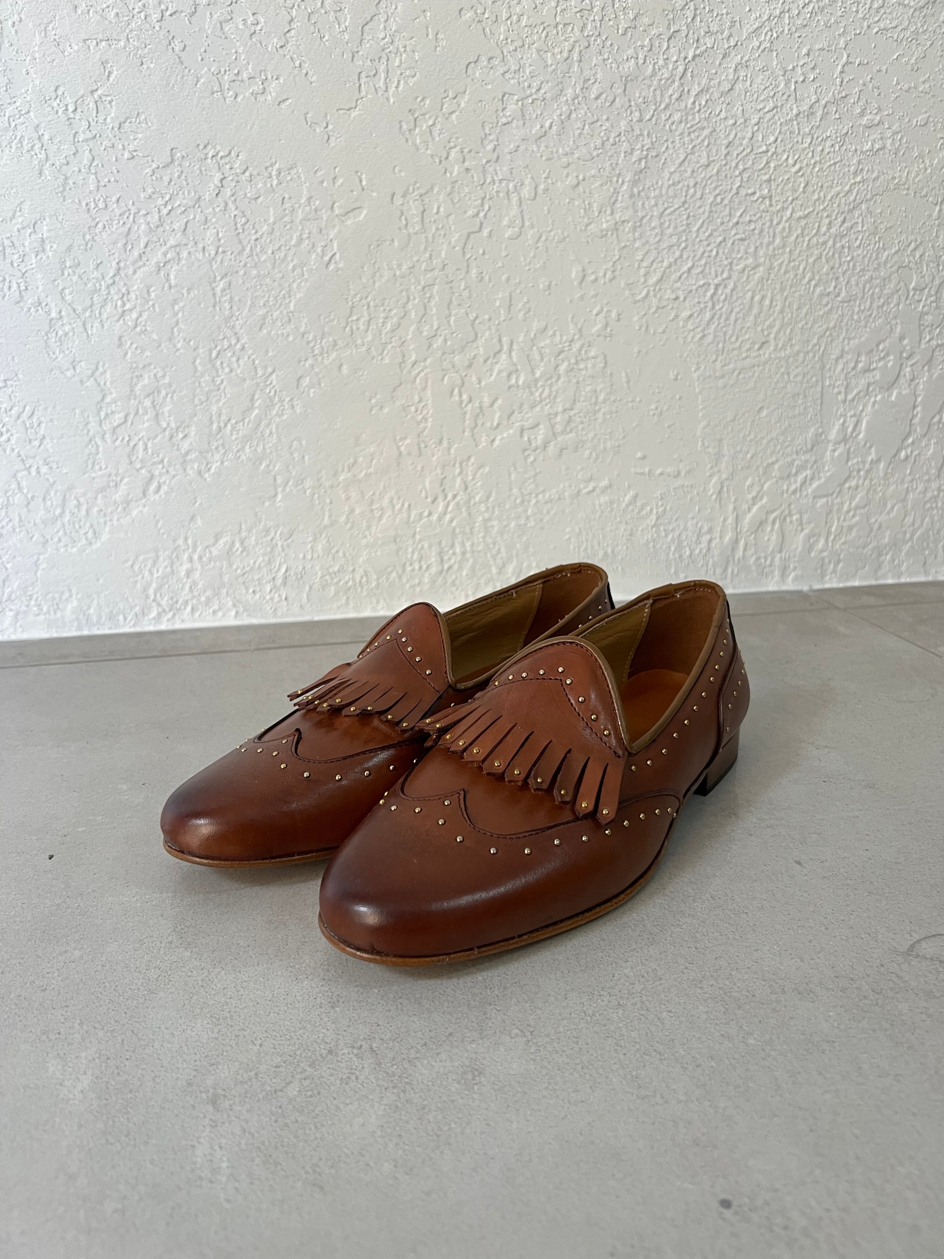 Mocassino in Cuoio con Borchie