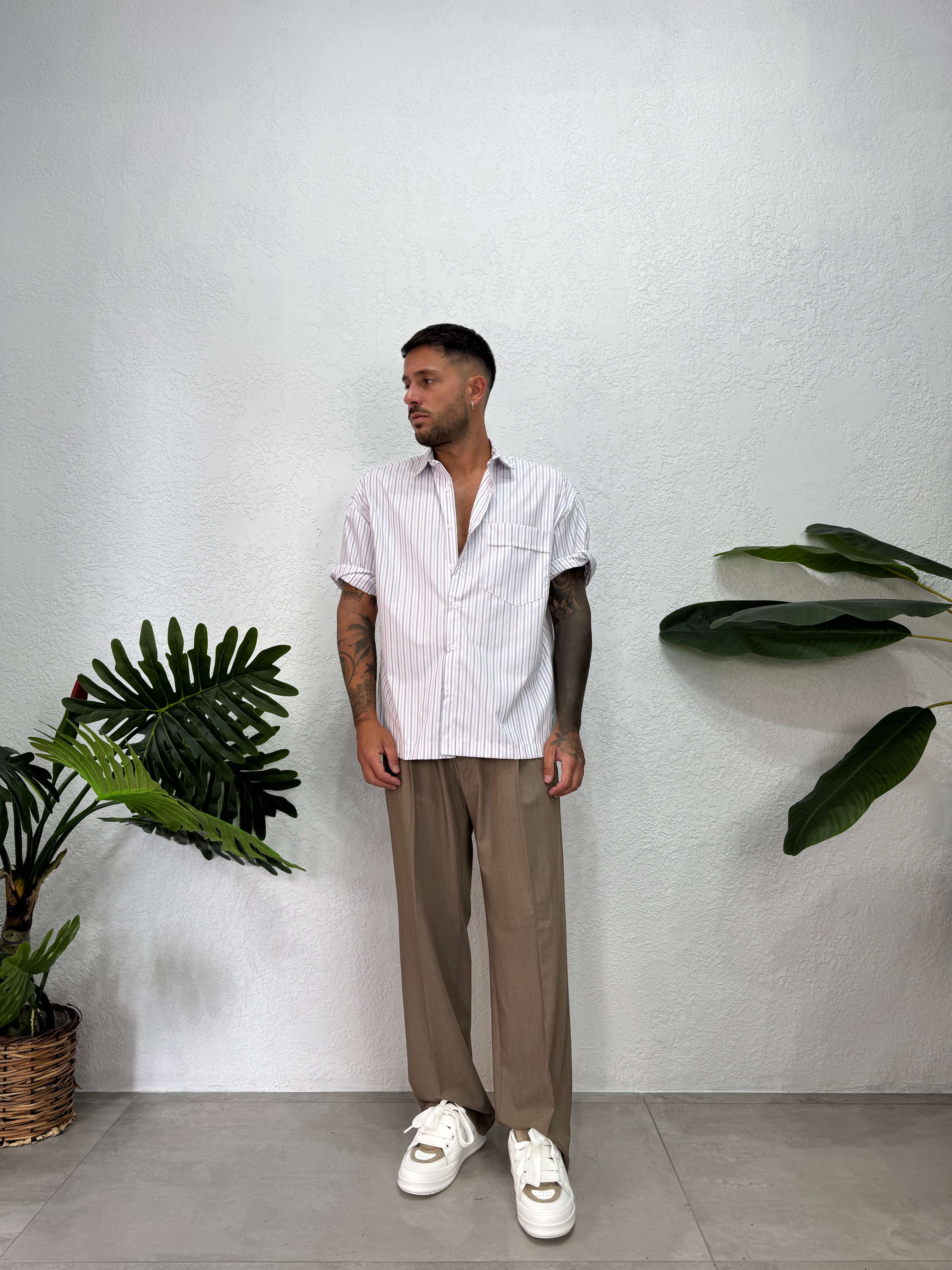 Camicia over Rigata Mezza Manica