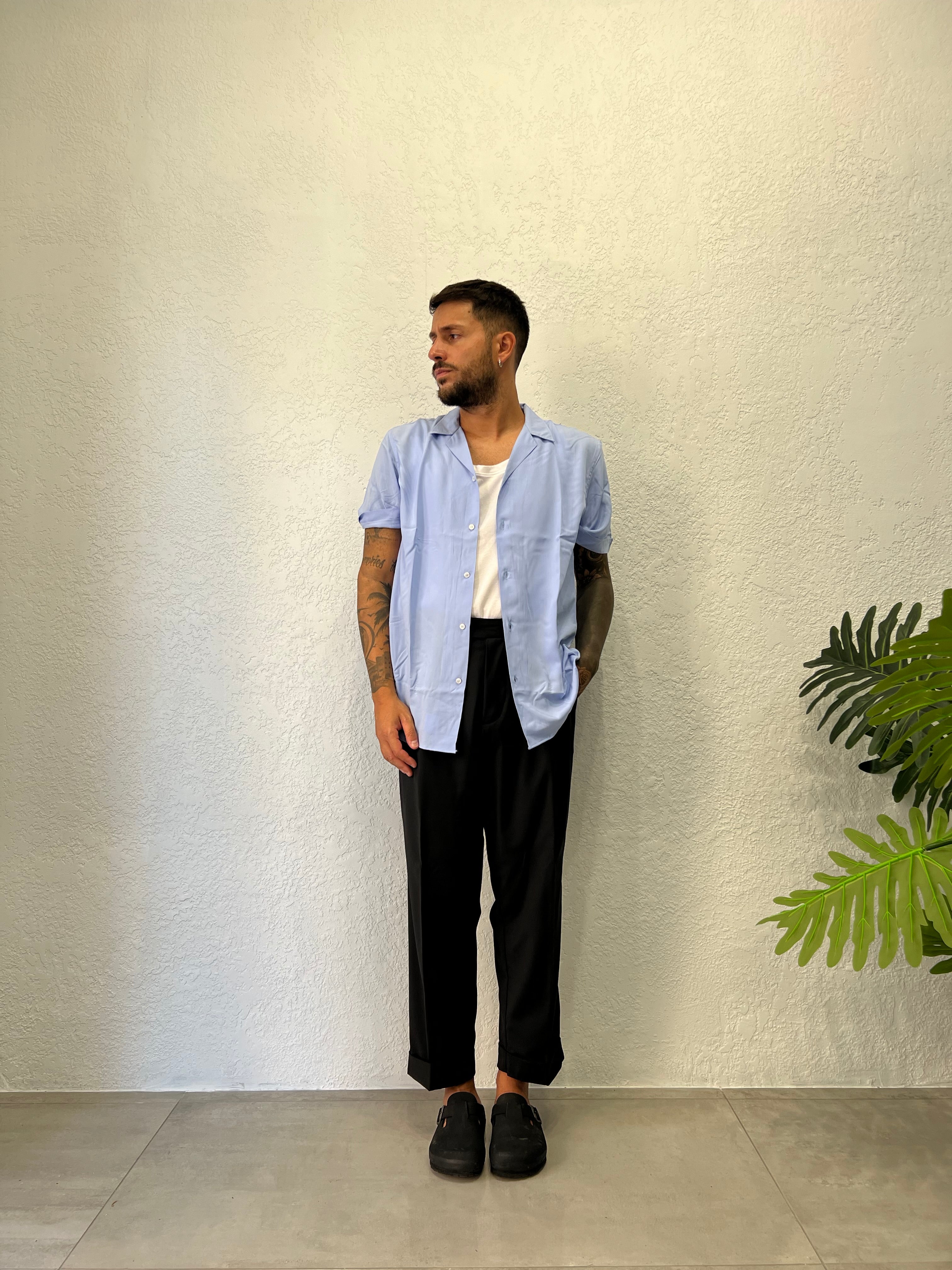 Camicia In Viscosa Collo Bowling M/M