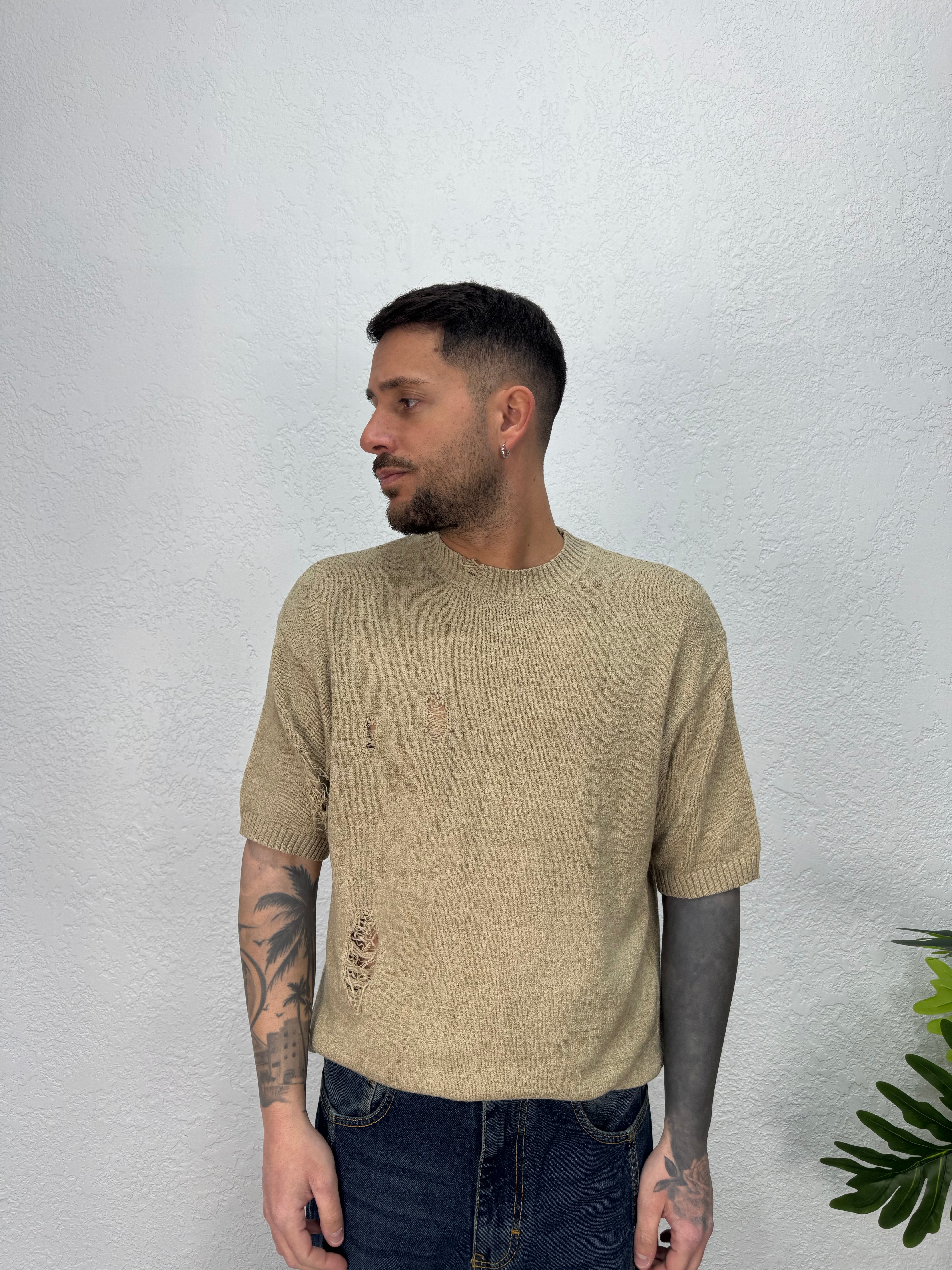 Maglia in Filo con Abrasioni
