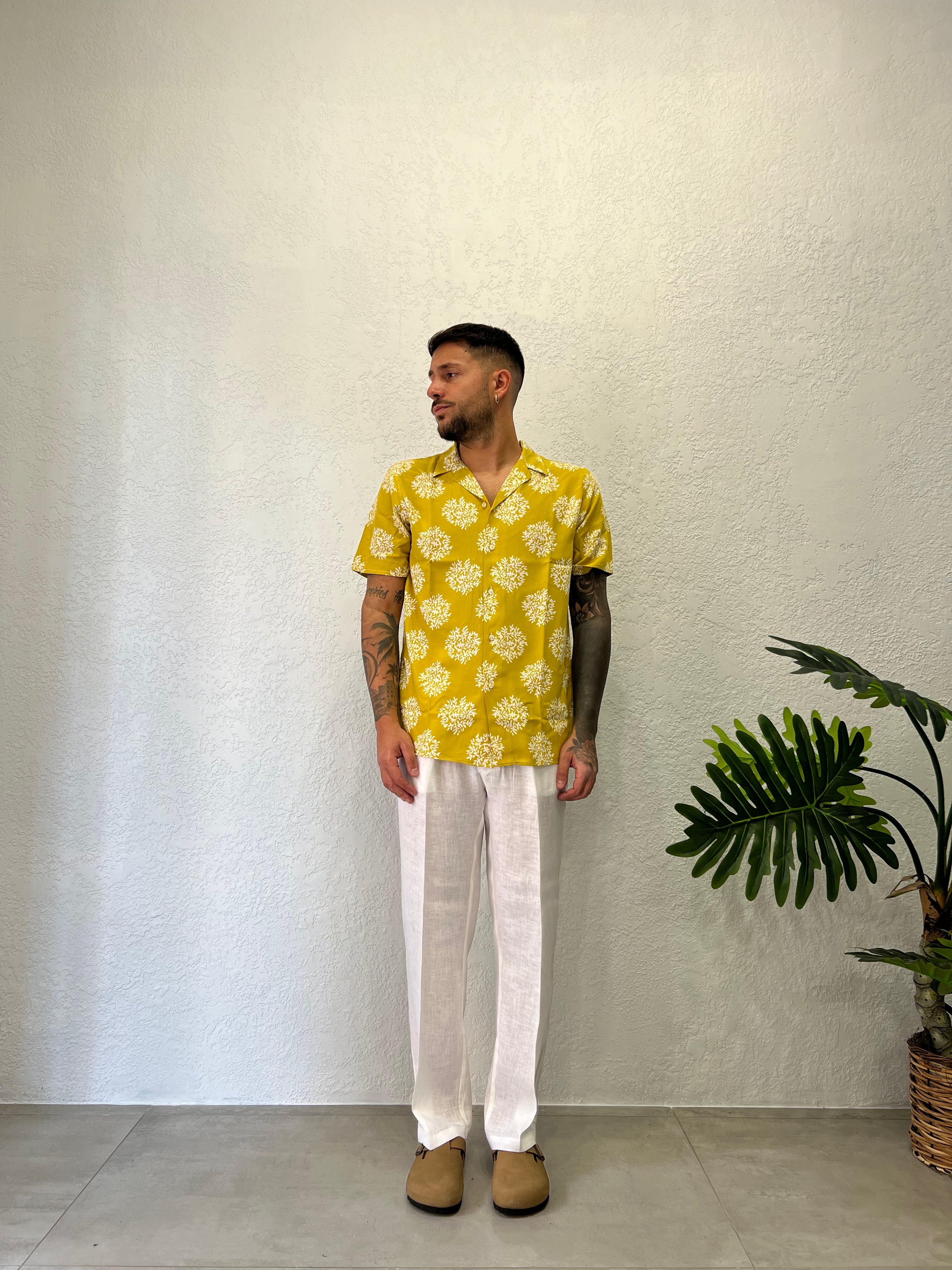 Camicia Yellow in Viscosa Mezza Manica