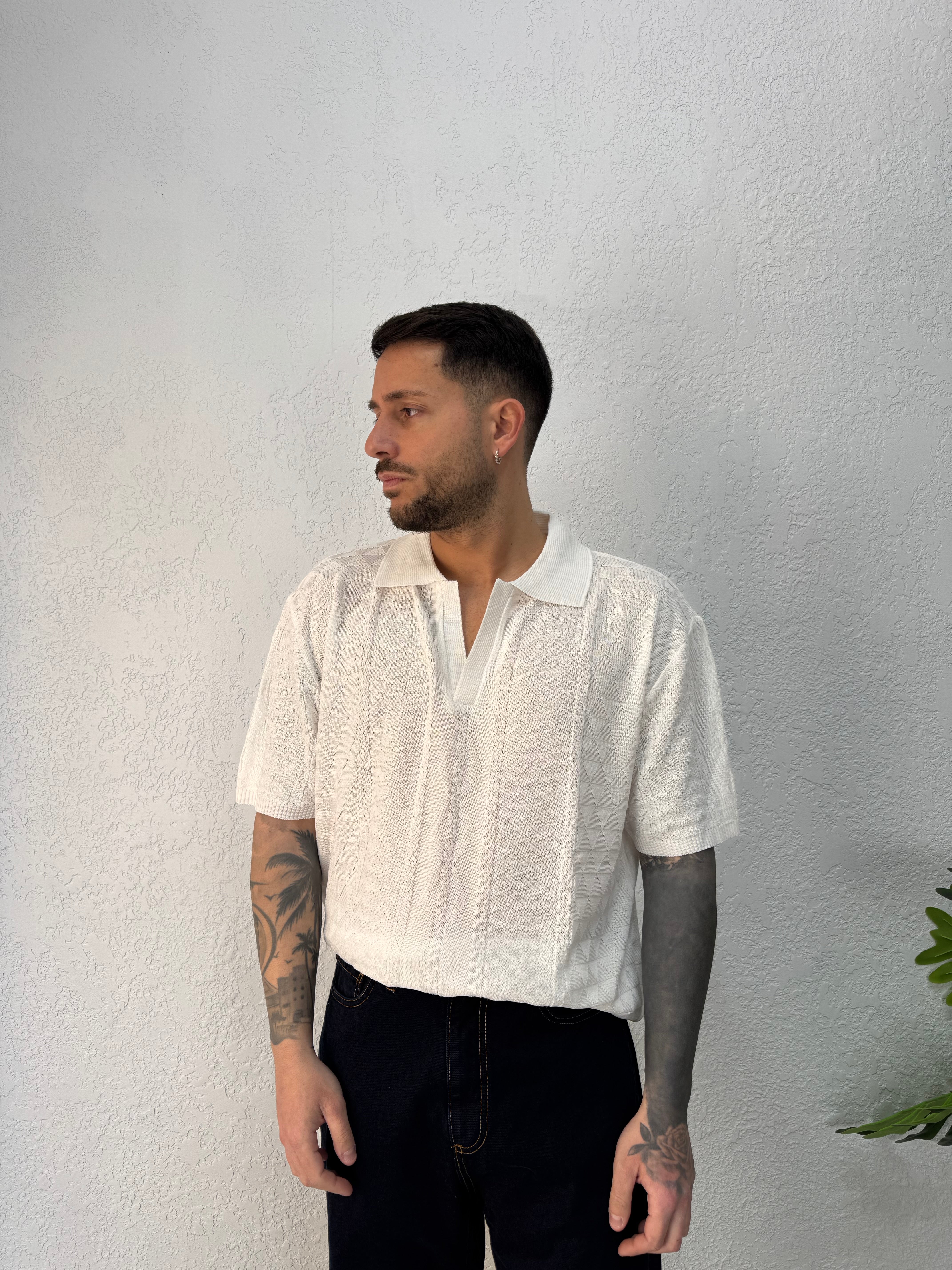 Polo scollo V in Filo Tramata