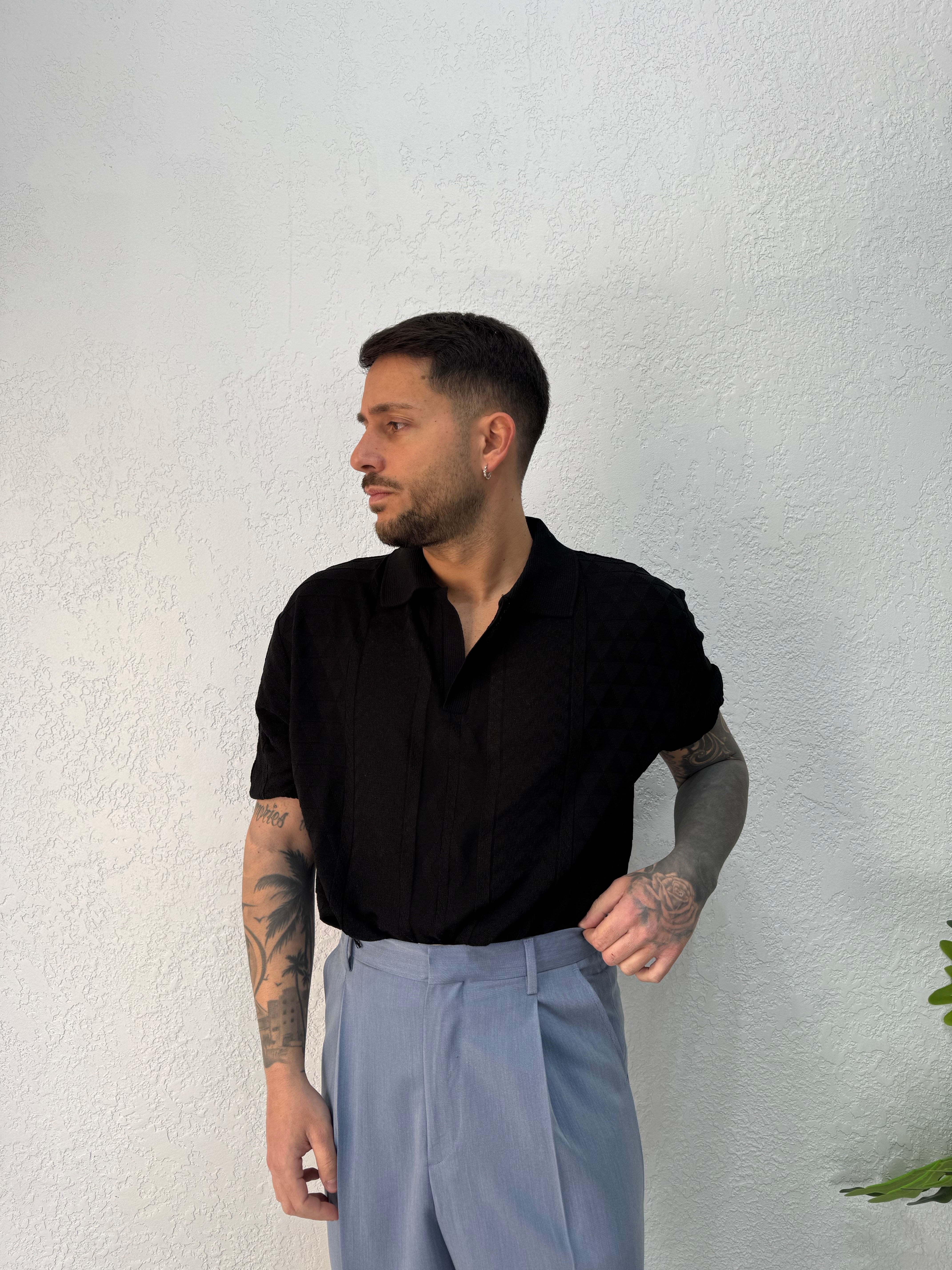 Polo scollo V in Filo Tramata