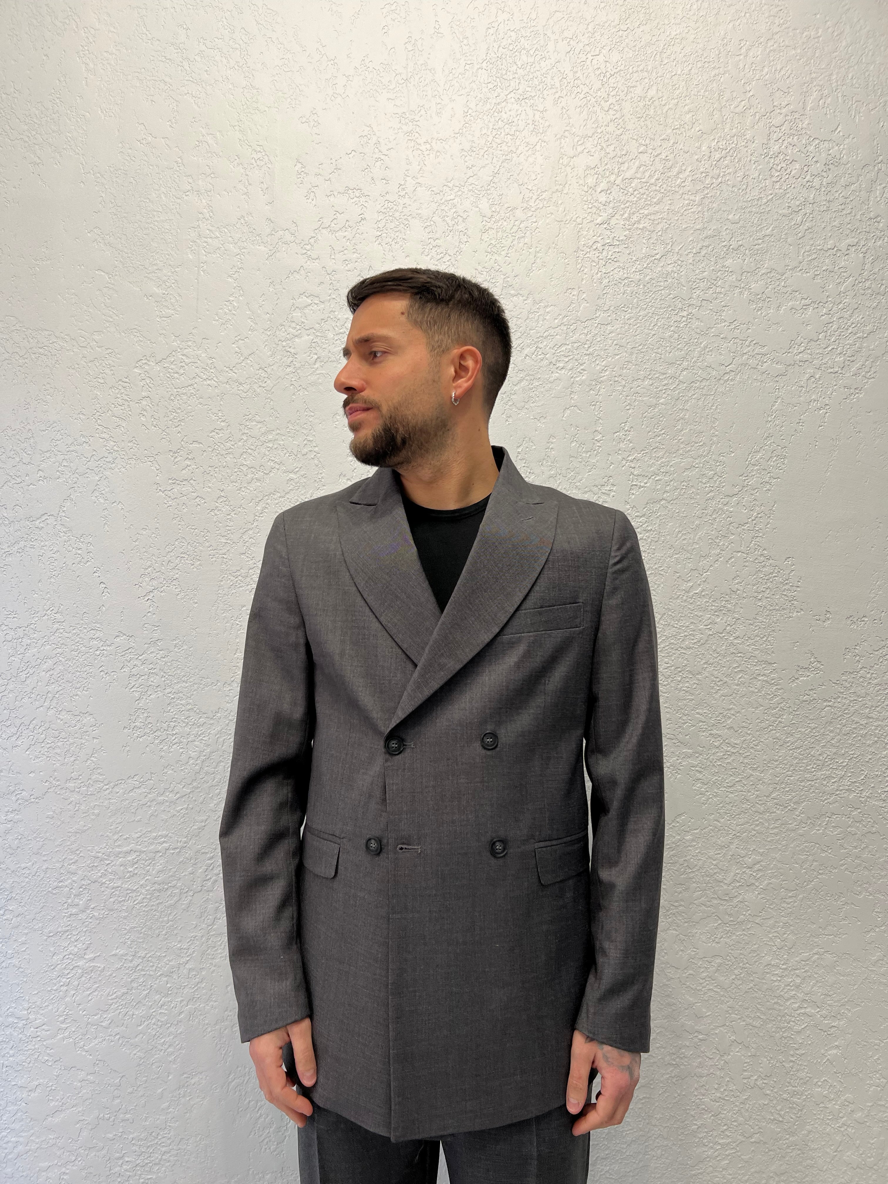 GIACCA DOPPIOPETTO TRAMATO GRIGIO