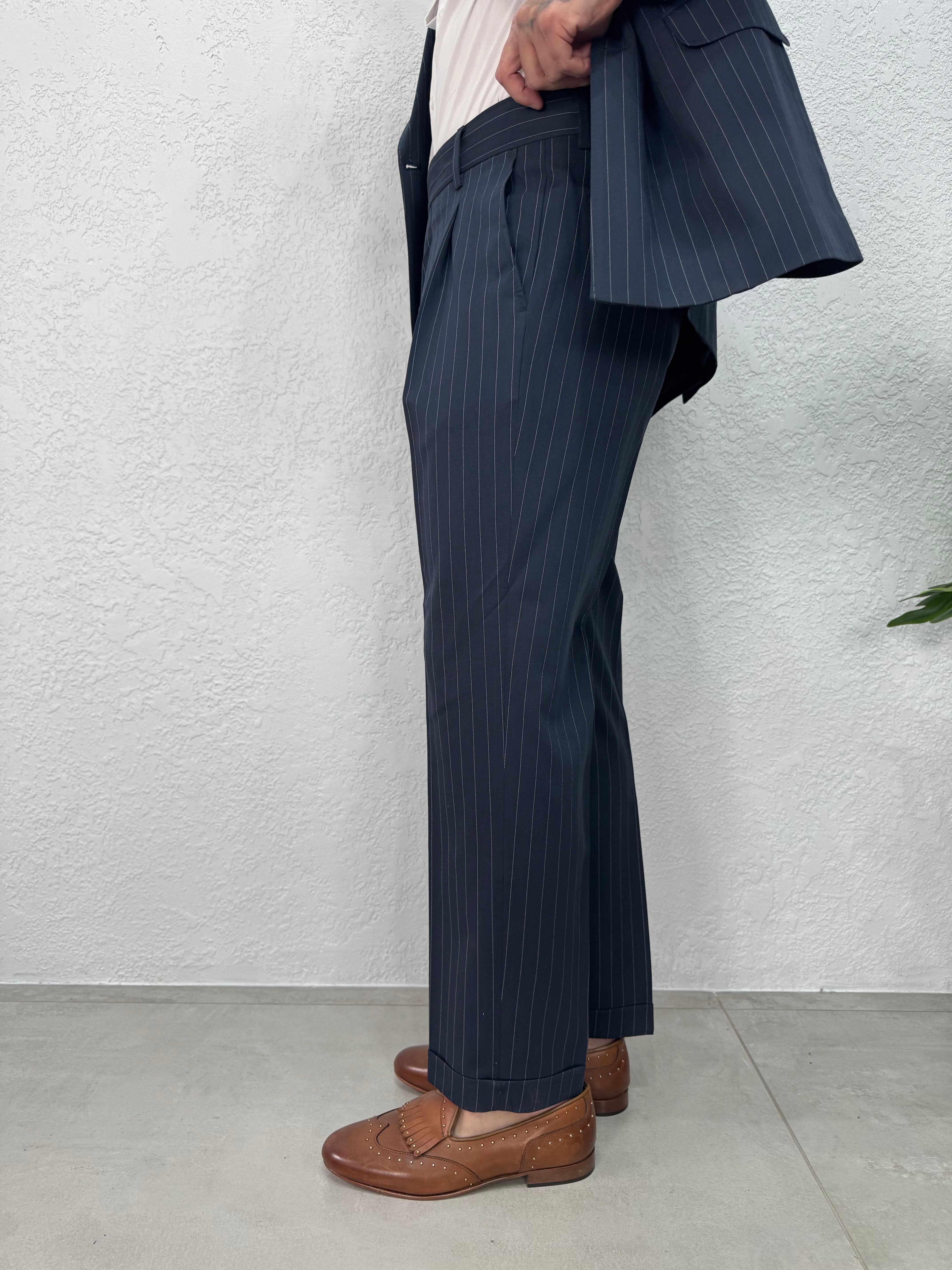 Pantalone Blu Gessato