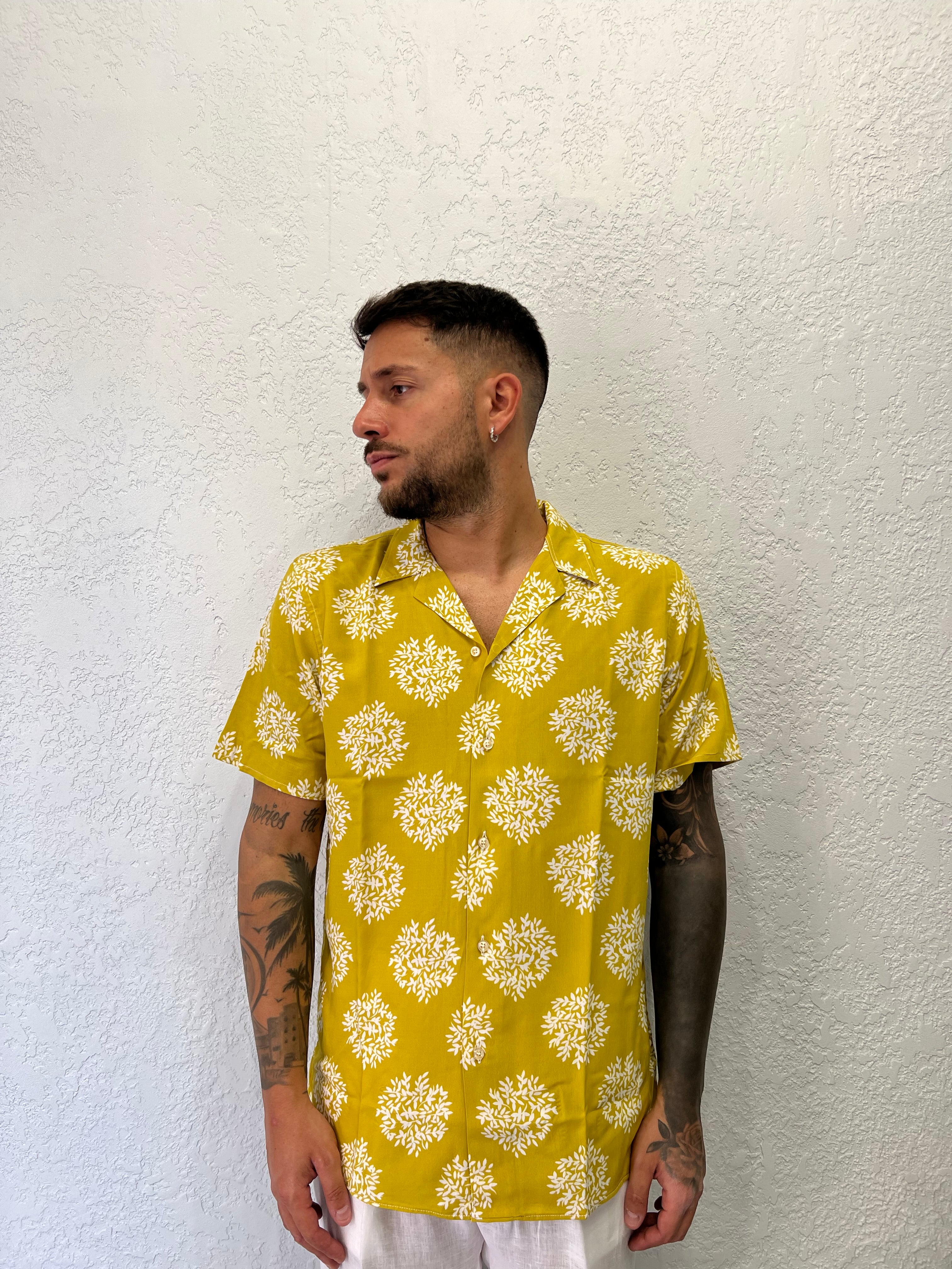 Camicia Yellow in Viscosa Mezza Manica