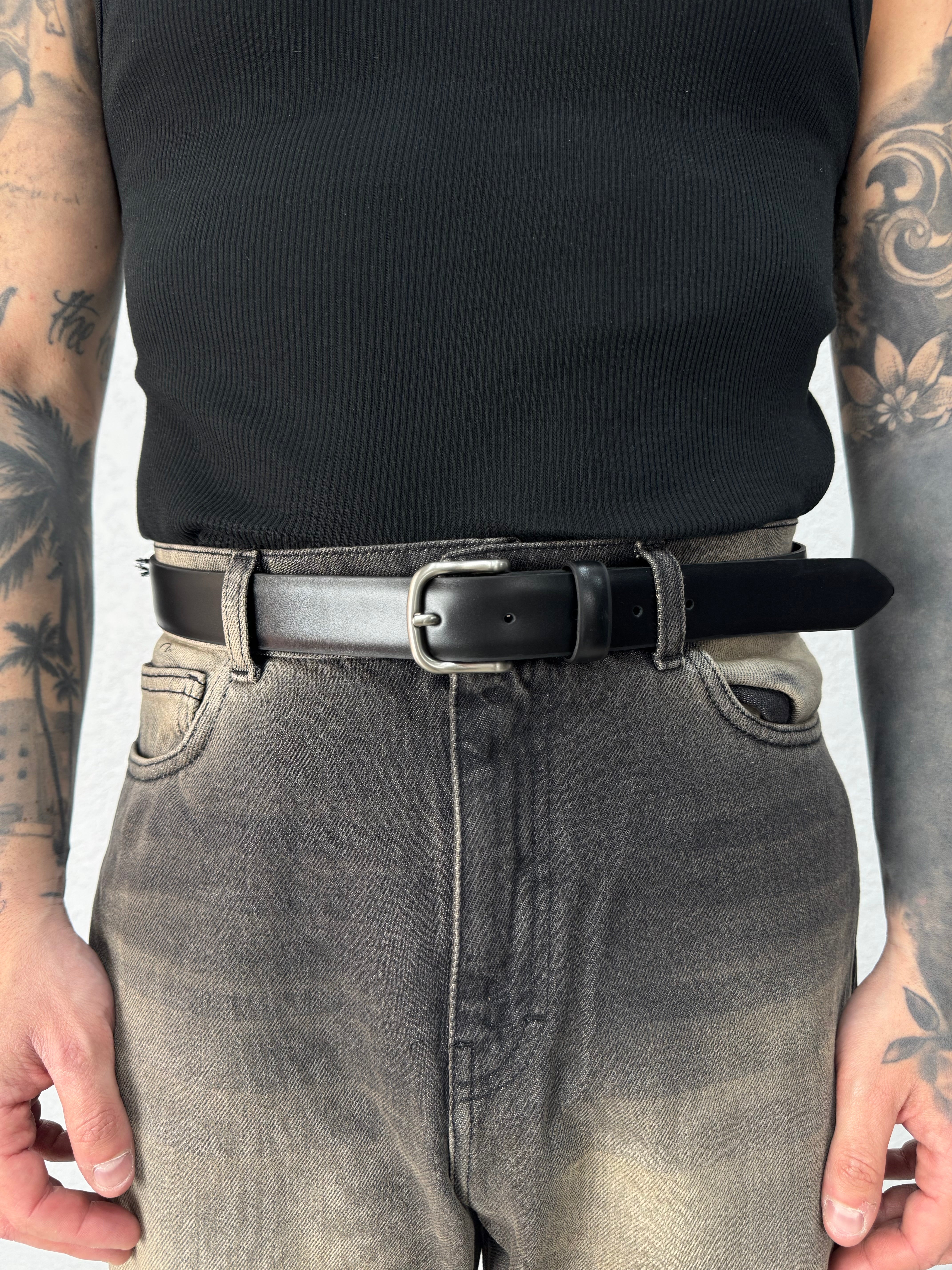 Cintura Classic Nero con Fibbia Acciaio