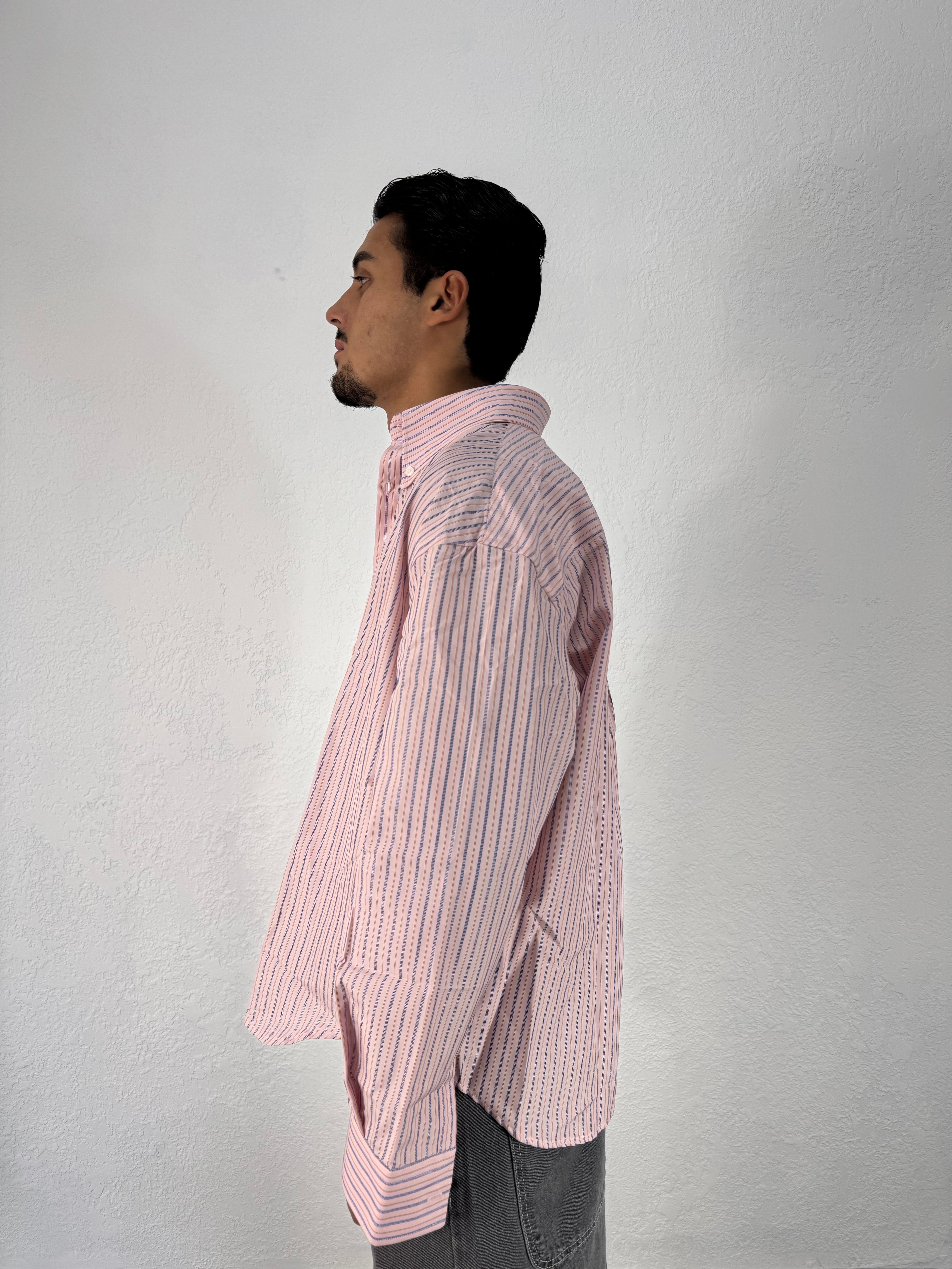 CAMICIA RIGATA OVER STONDATA ROSA