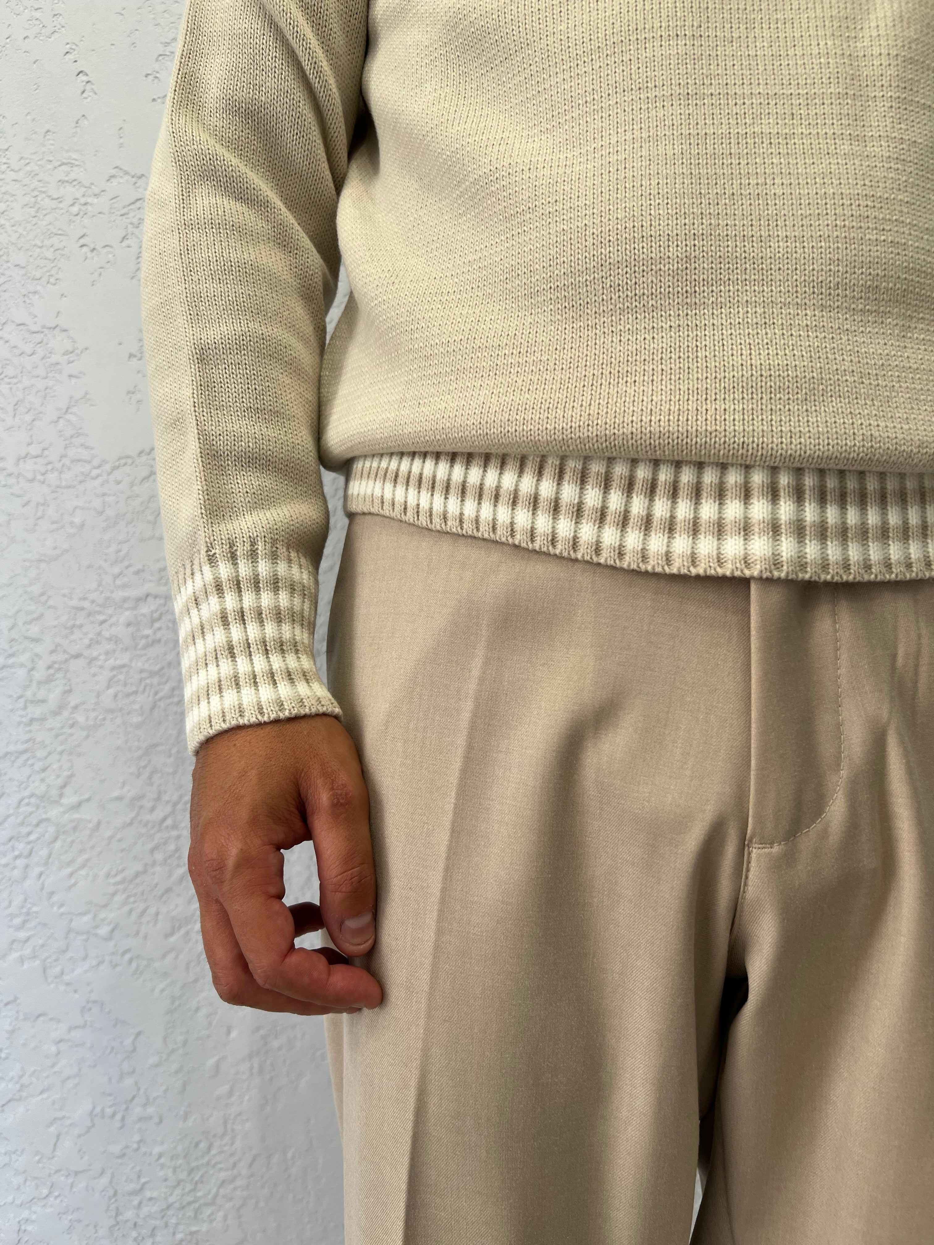 Polo in Lana Con Profili