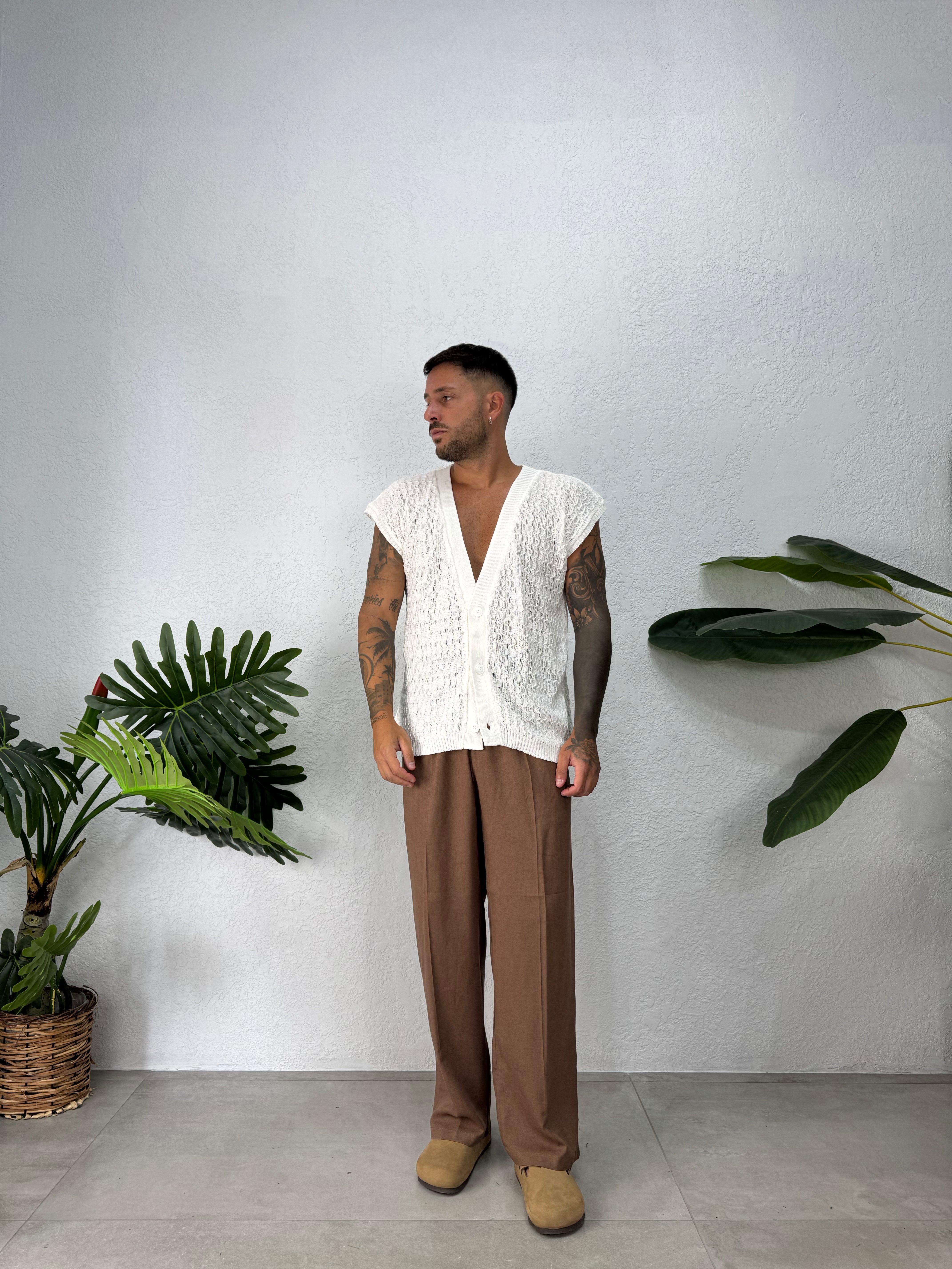 Cardigan Smanicato in Filo