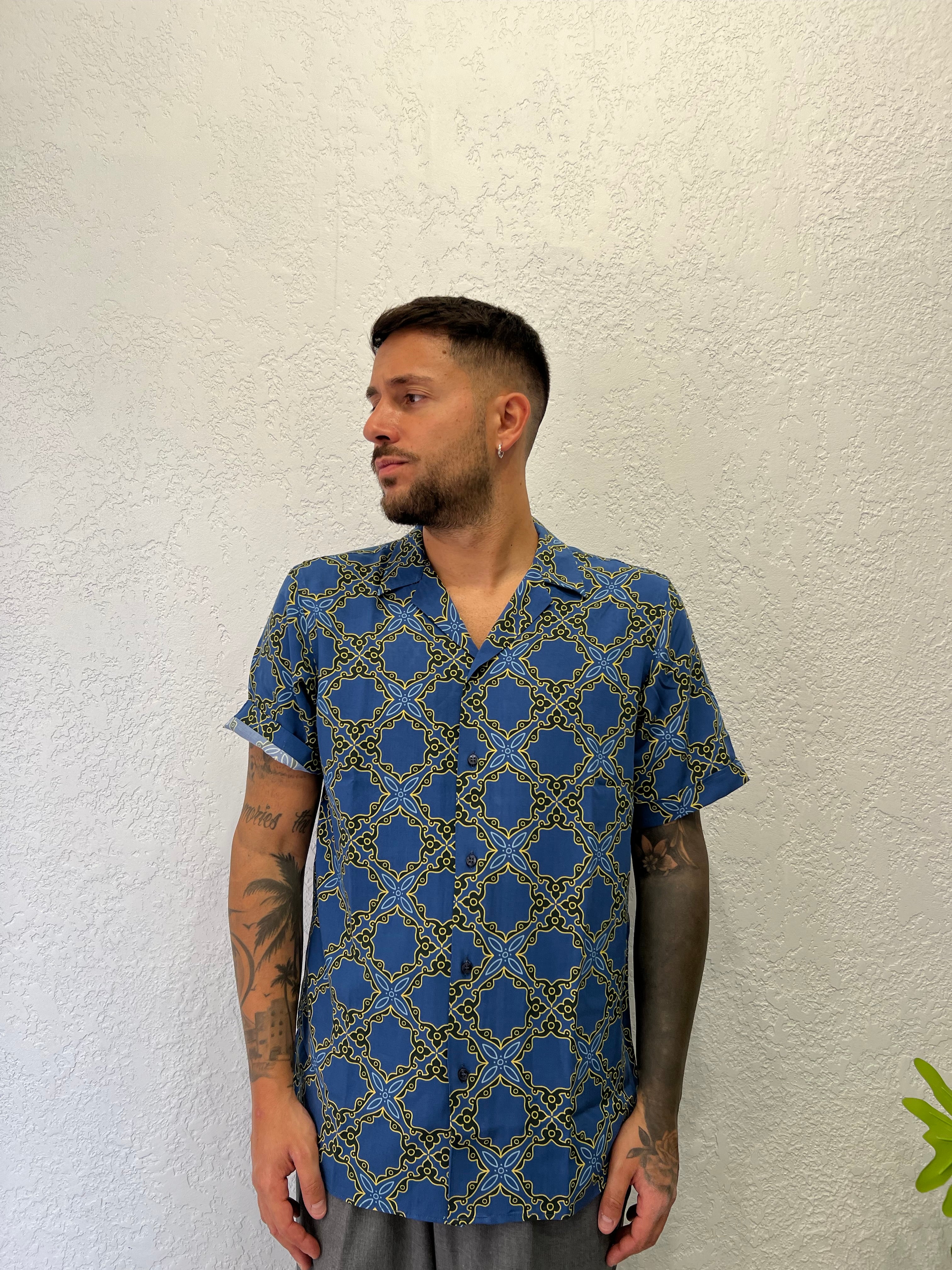 Camicia Blue In Viscosa Mezza Manica