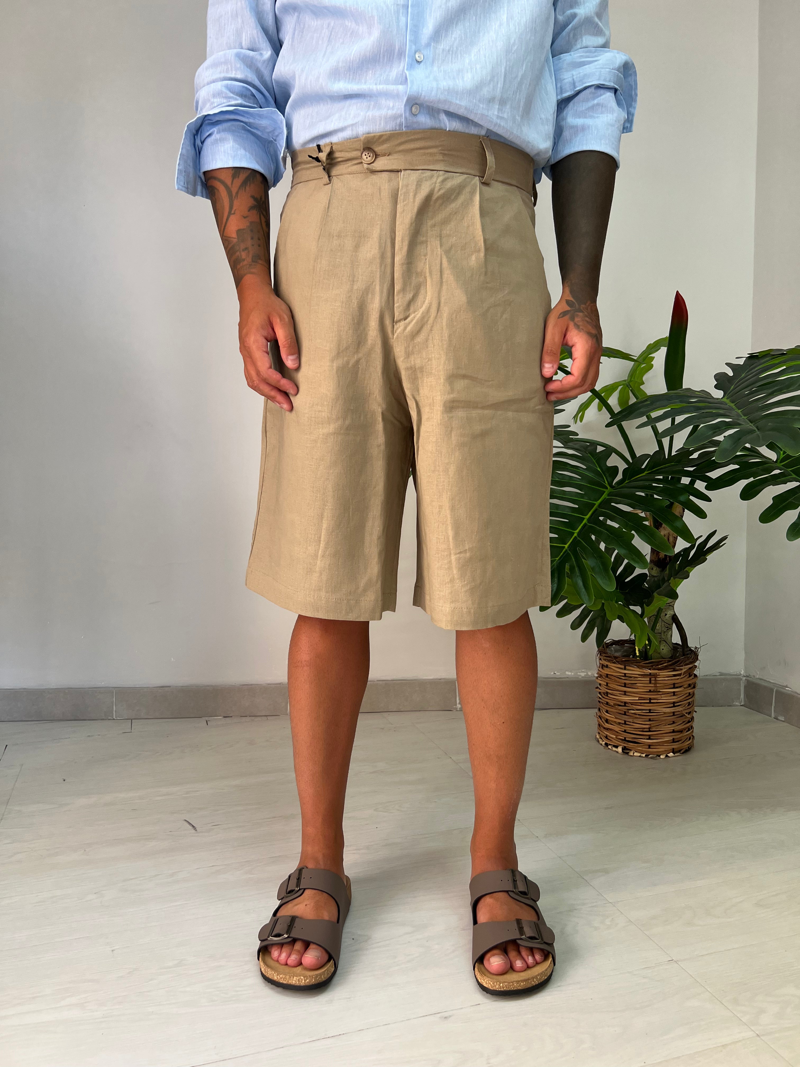 Bermuda Vita Alta in Lino