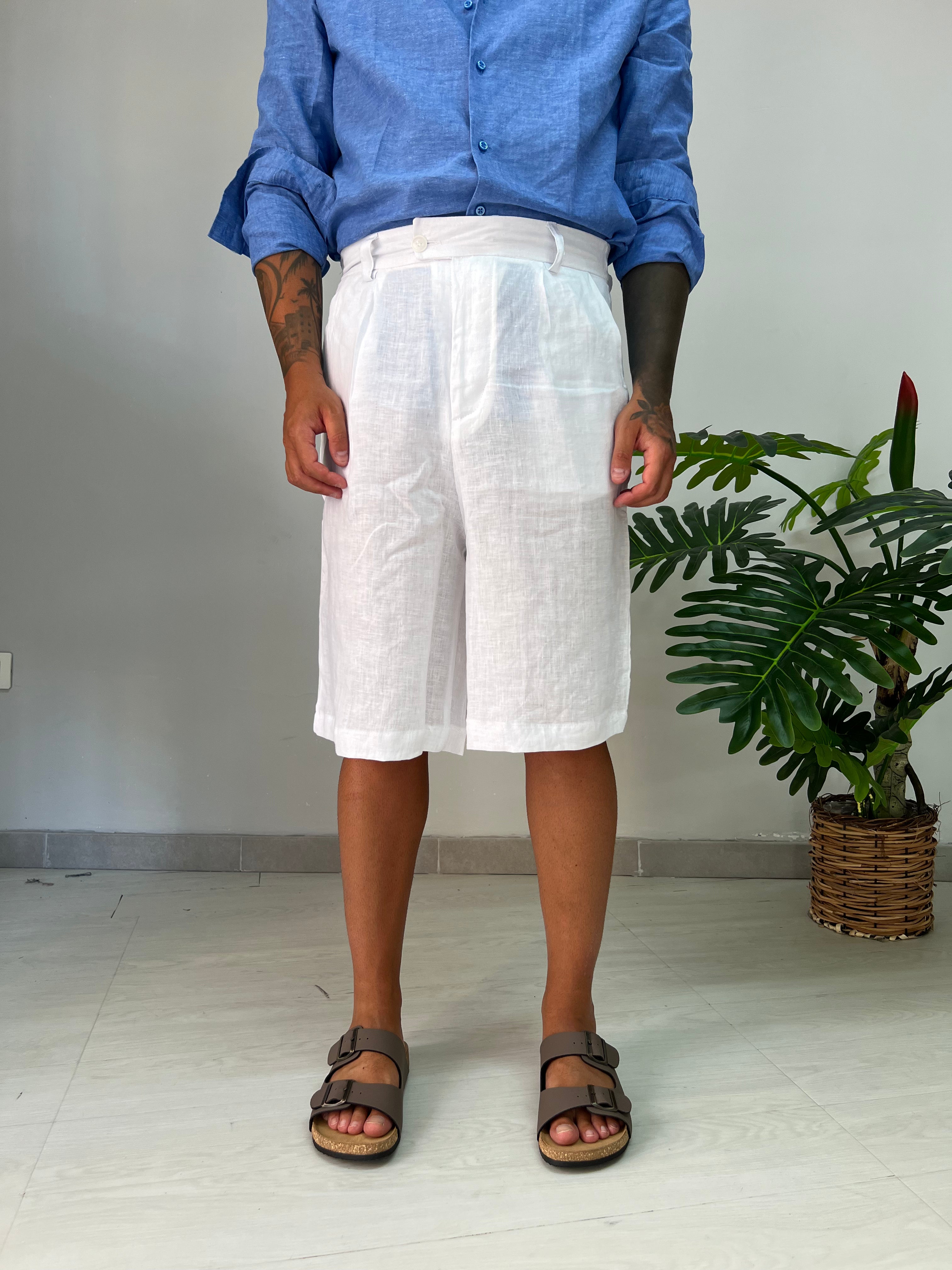 Bermuda Vita Alta in Lino