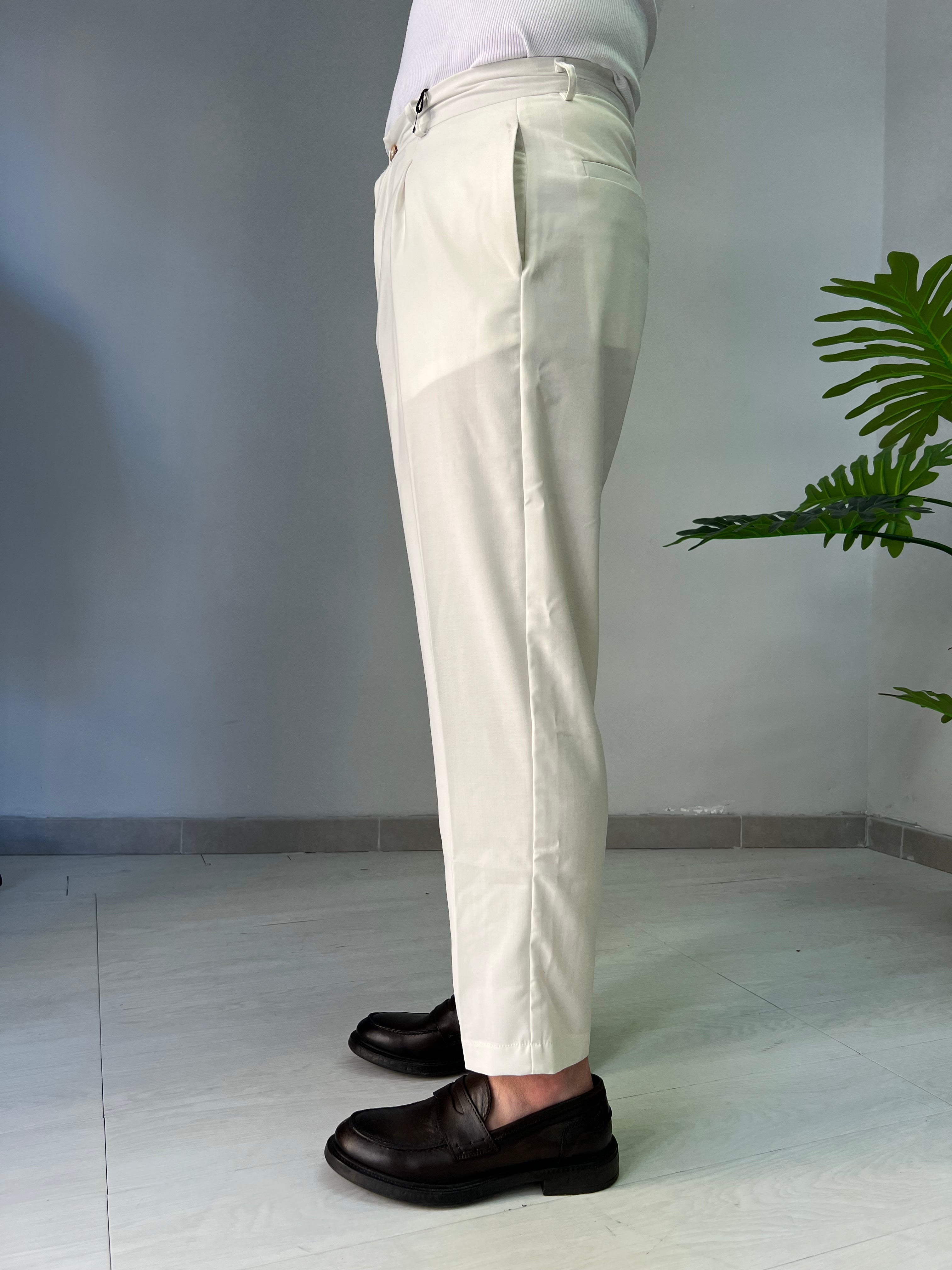 Pantalone Vita Alta Avorio