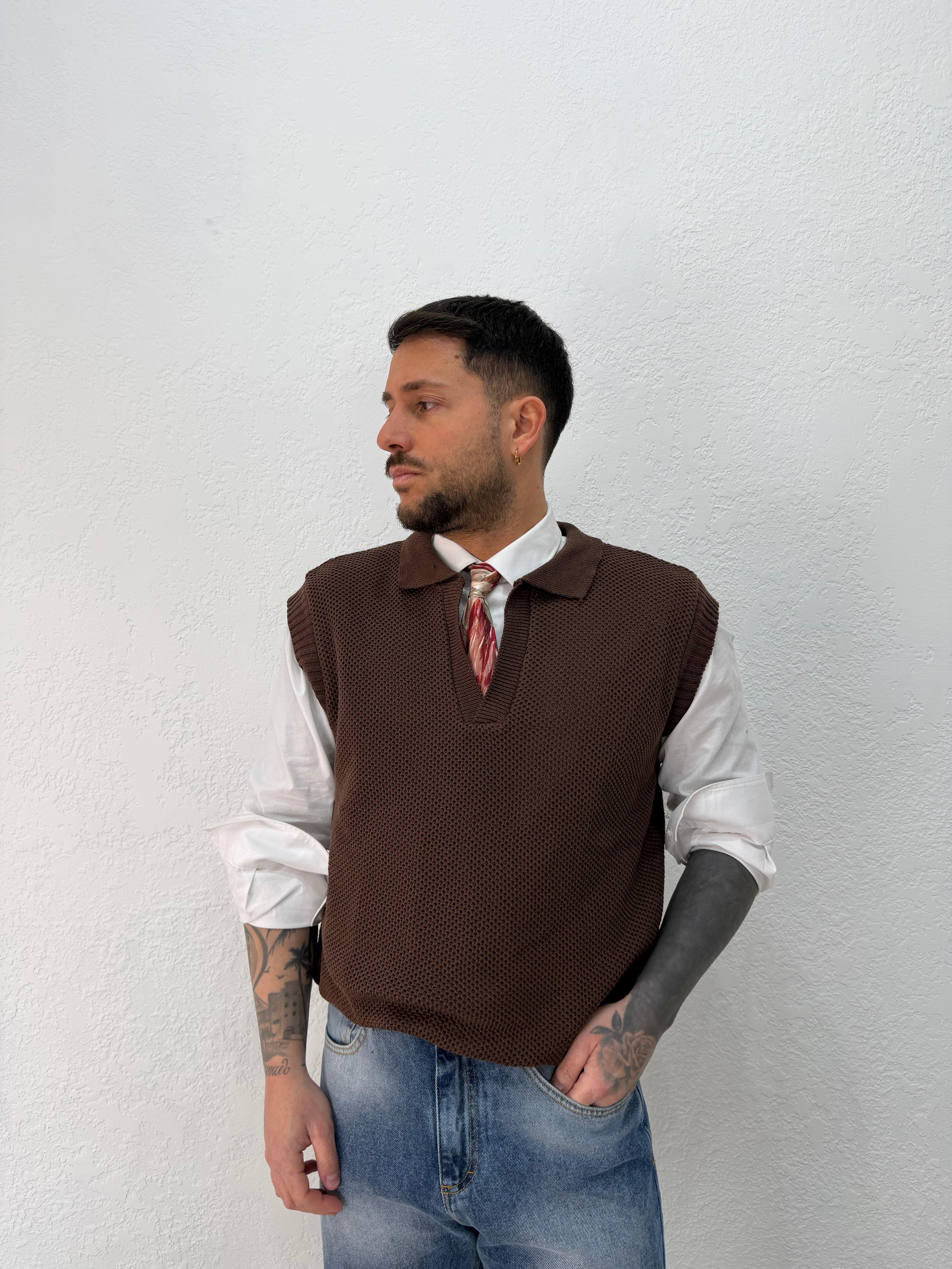 SMANICATO IN FILO CON COLLETTO