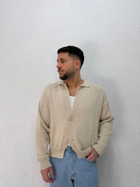 CARDIGAN IN FILO CON COLLETTO