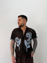 CAMICIA IN FILO CON RICAMO FIORE