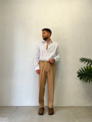 Camicia Rigata Over Lino 100%