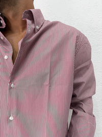 CAMICIA OVER STONDARA CON RICAMO VD RIGATA