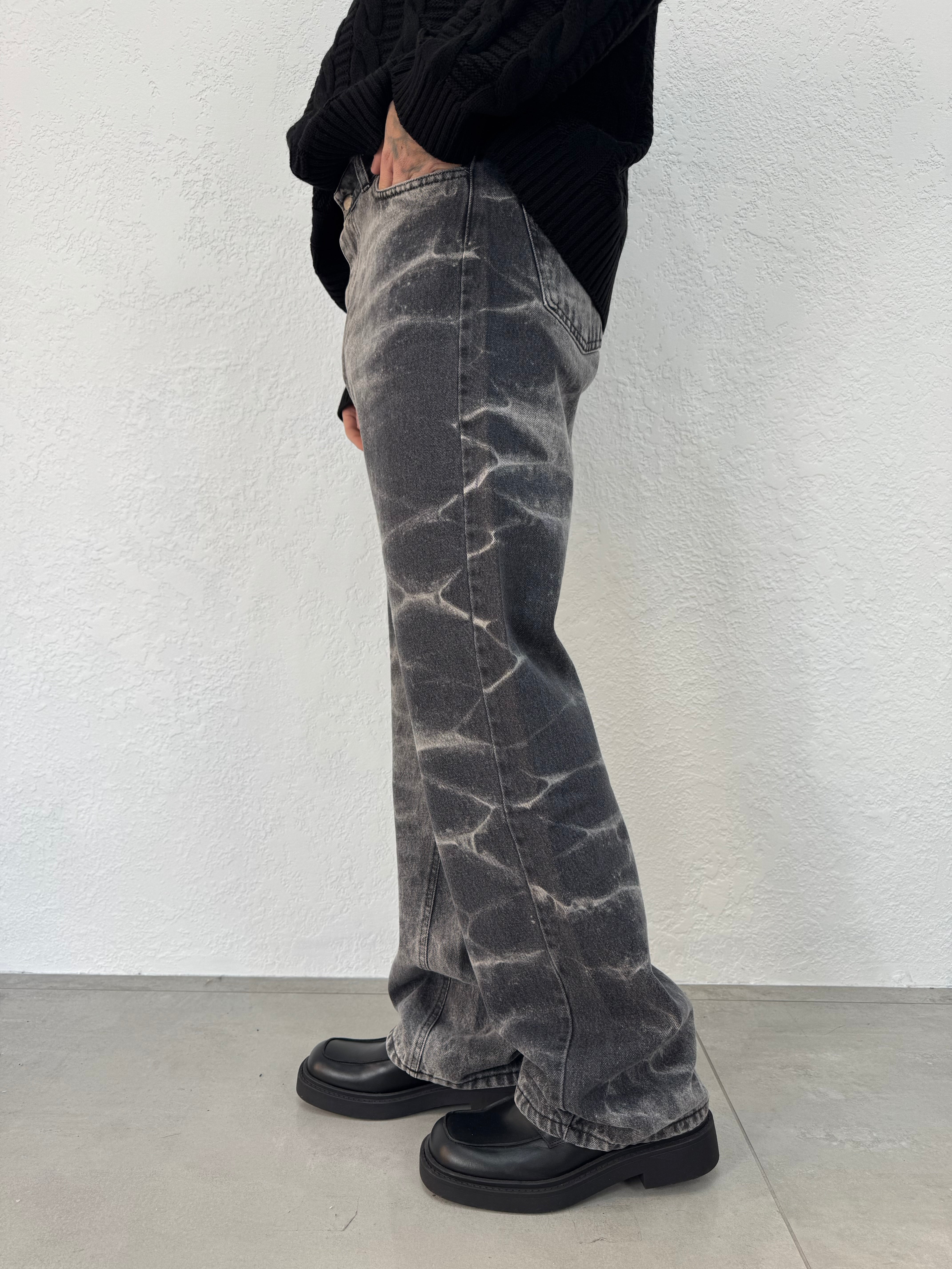 JEANS MARMORIZZATO GRIGIO