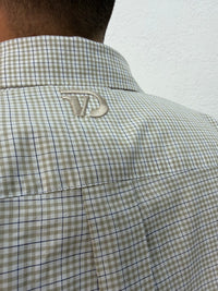 CAMICIA OVER STONDATA CON RICAMO VD VERDE/BLU