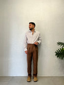 Camicia Rigata Over Lino 100%