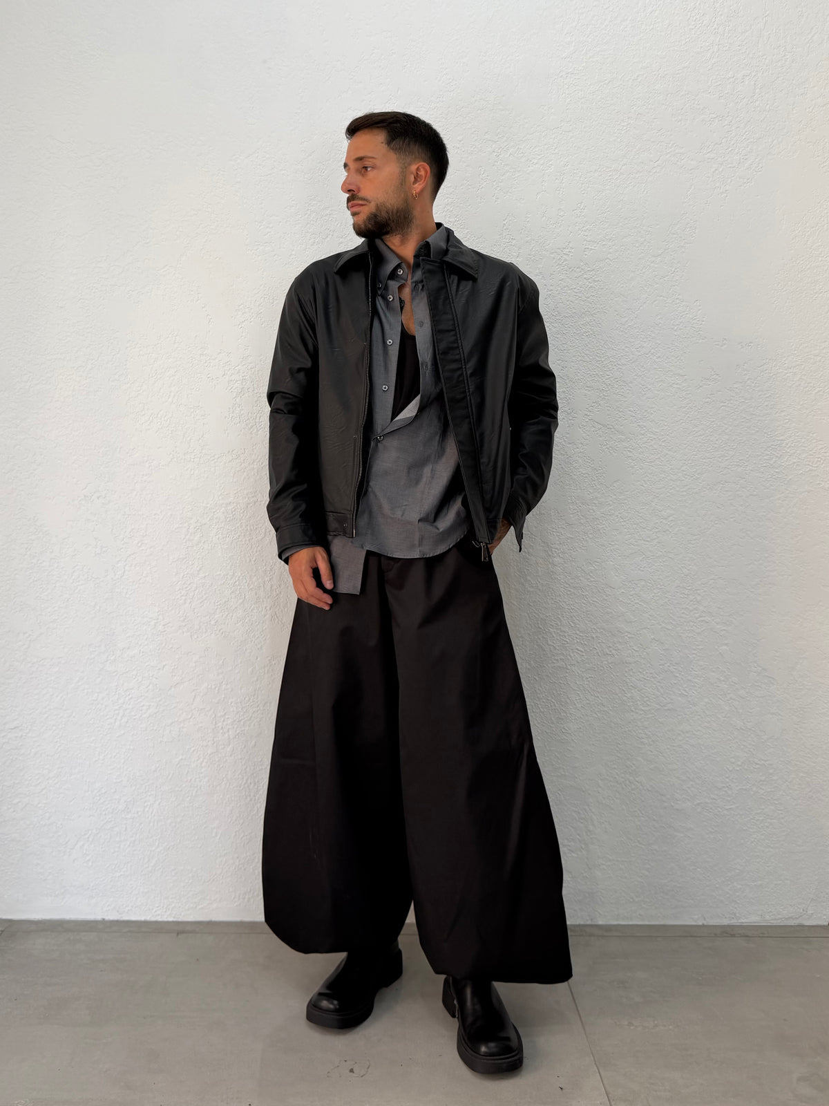JACKET EFFETTO PELLE CON PATTINA