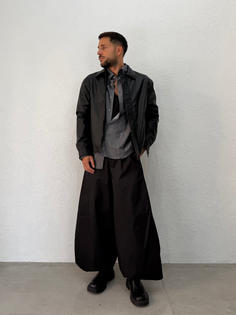 JACKET EFFETTO PELLE CON PATTINA