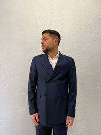 Giacca Doppiopetto Tramata Blu