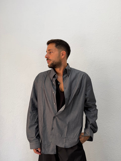 CAMICIA OVER STONDATA CON RICAMO VD TINTA UNITÀ