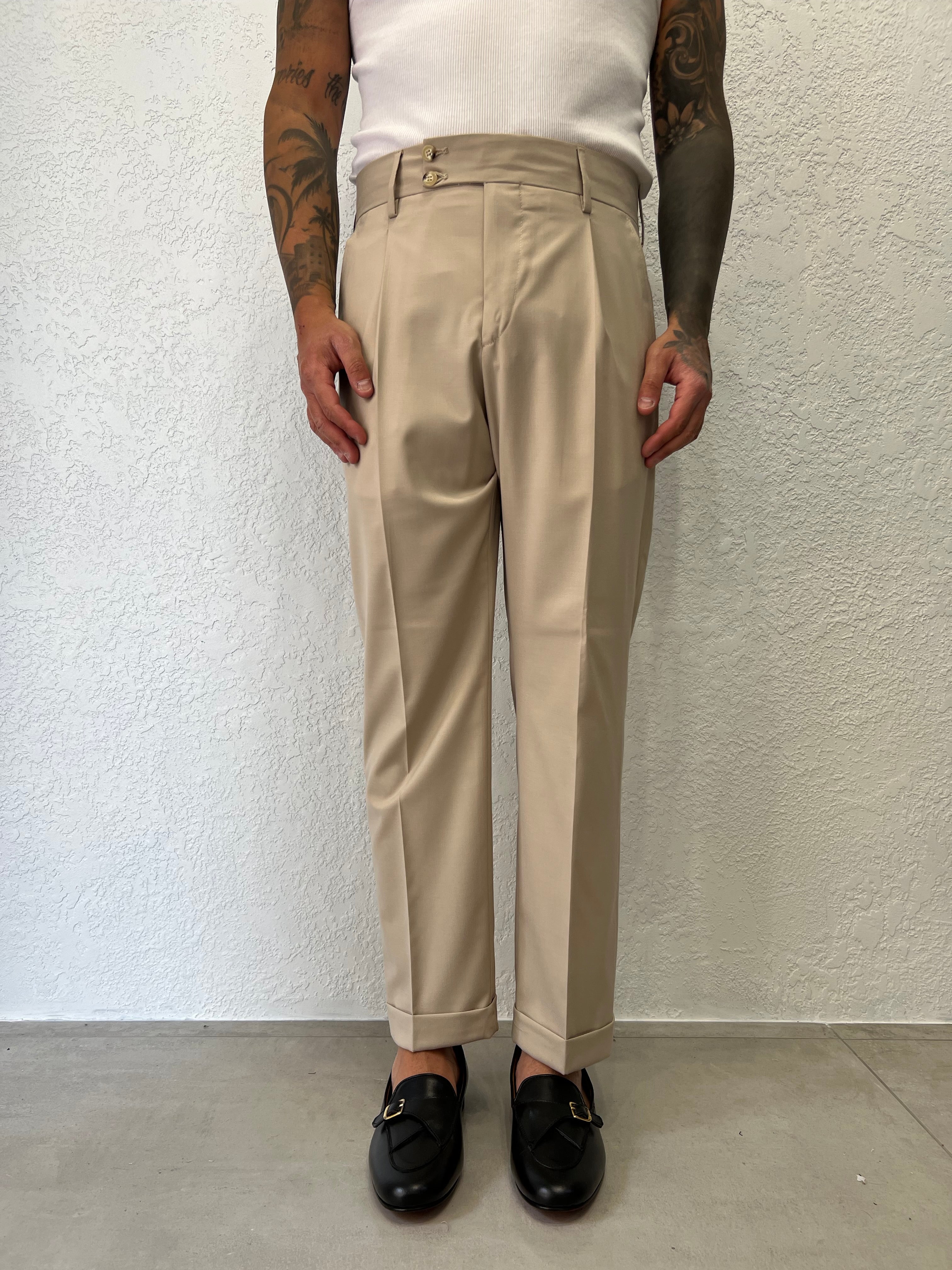 Pantalone Abito Doppiopetto Beige