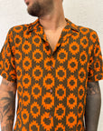 Camicia Orange In Viscosa Mezza Manica