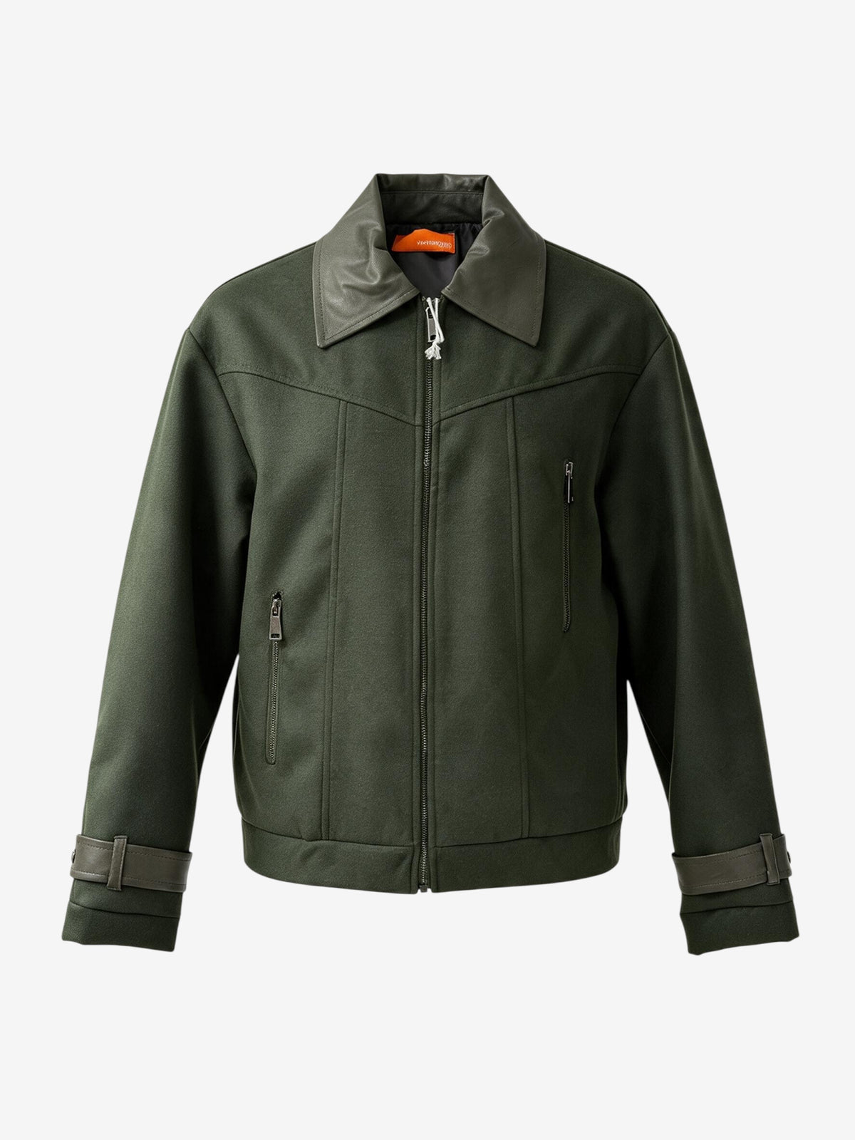 JACKET IN PANNO CON DETTAGLI IN PELLE