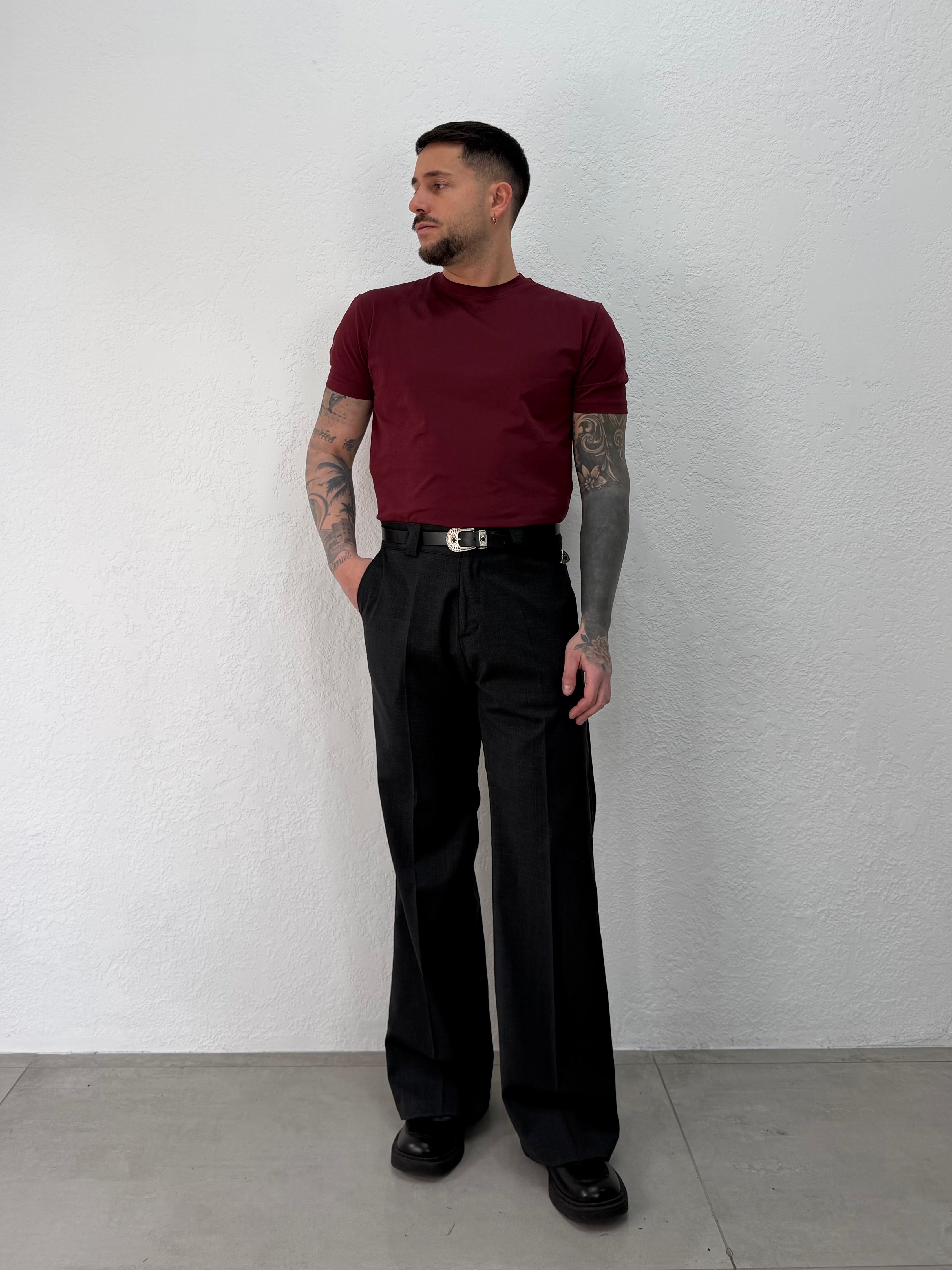 T-SHIRT IN COTONE ELASTICO DOPPIO RITORTO