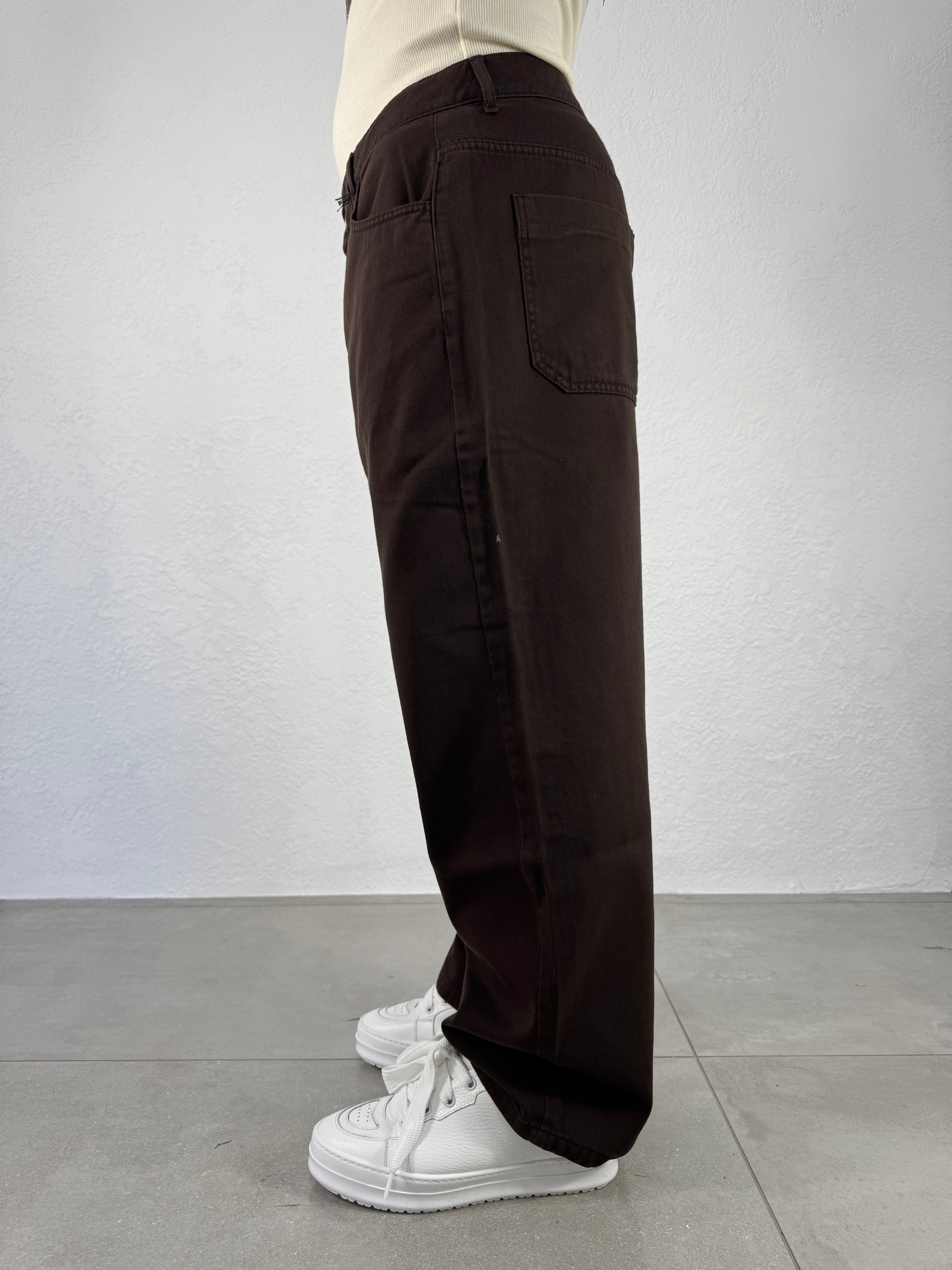 JEANS COORDINATO CAMICIONE OVER MARRONE