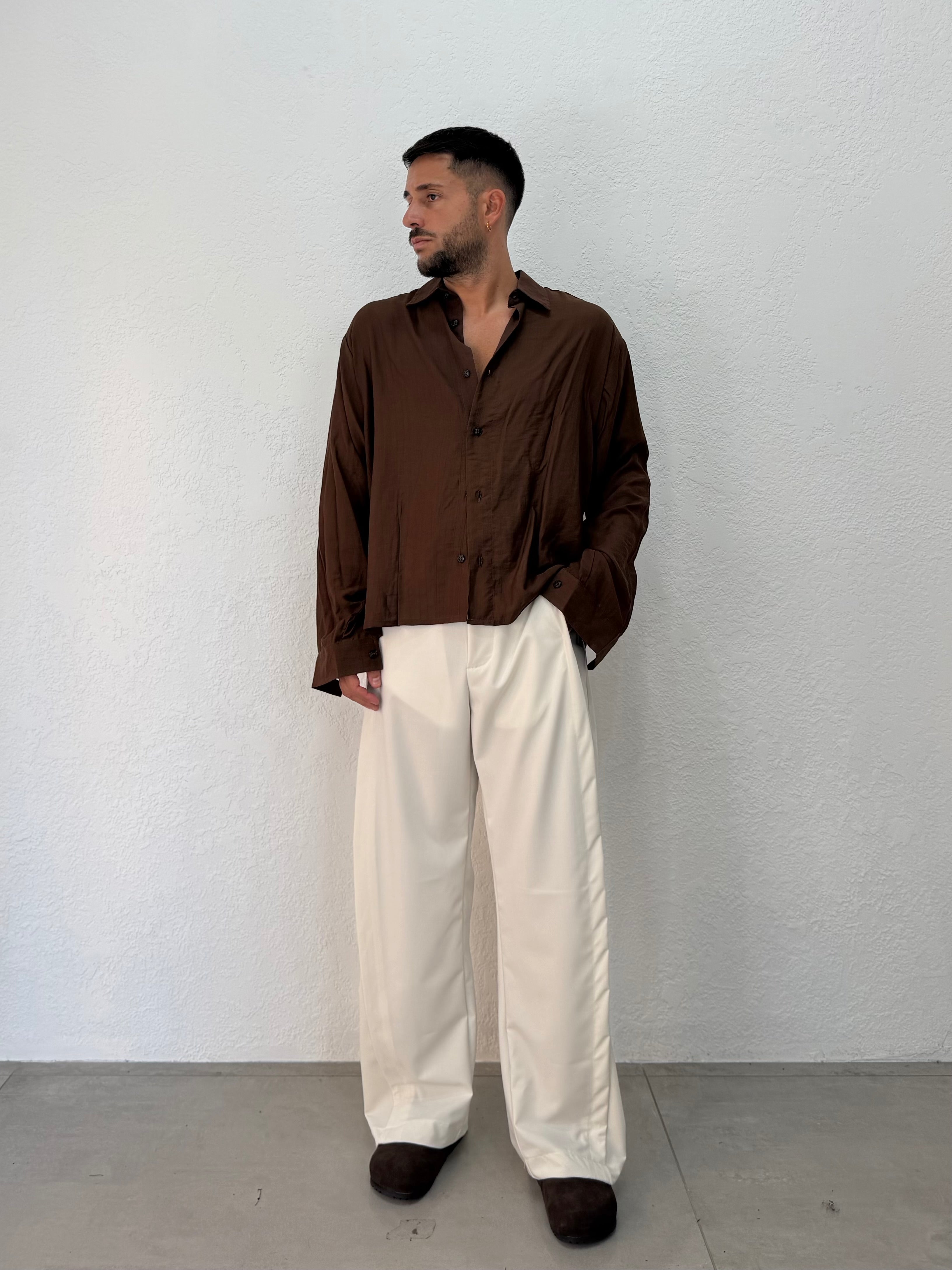 CAMICIA OVER COTONE E VISCOSA