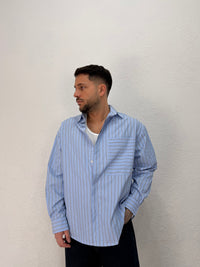 CAMICIA RIGATA OVER CELETE