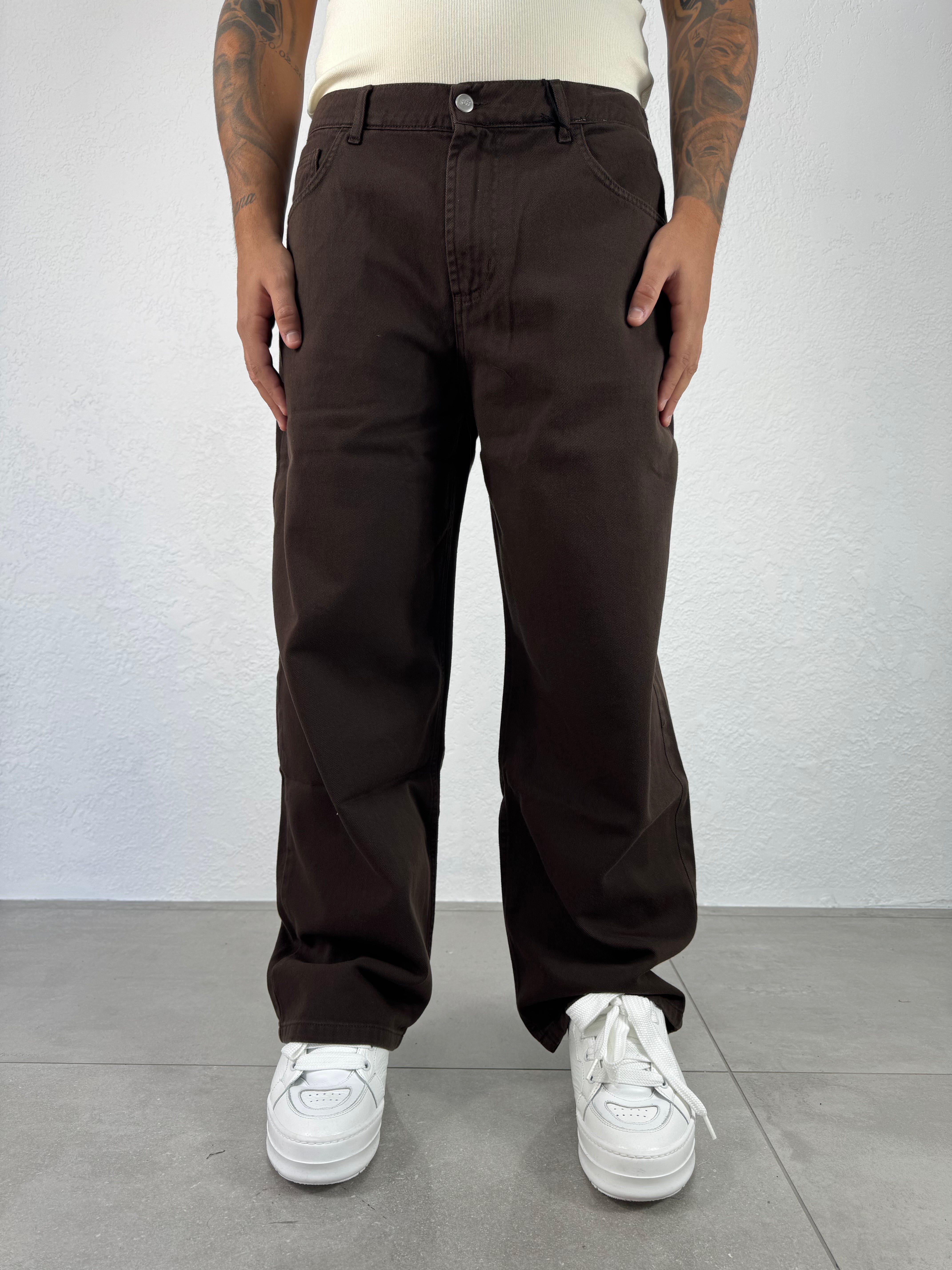 JEANS COORDINATO CAMICIONE OVER MARRONE