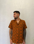 Camicia Orange In Viscosa Mezza Manica