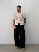 CAMICIA IN FILO CON RICAMO FIORE