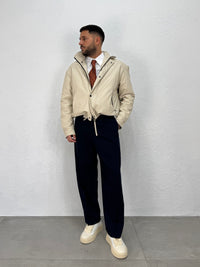 JACKET EFFETTO PELLE CON COULISSE REGOLABILE