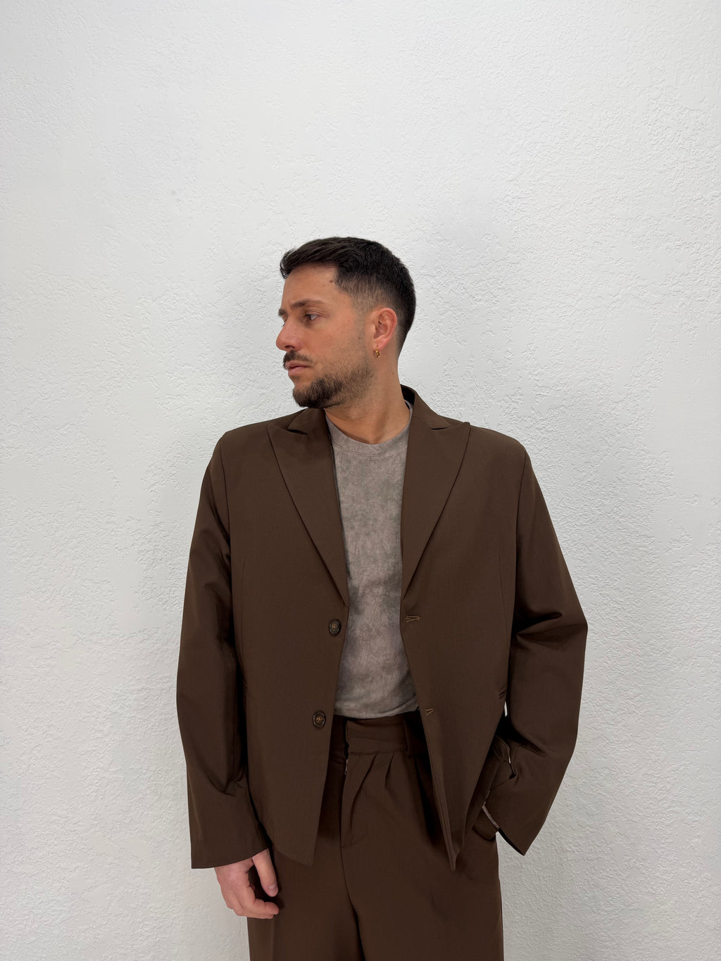 GIACCA DENZEL CROPPED MARRONE