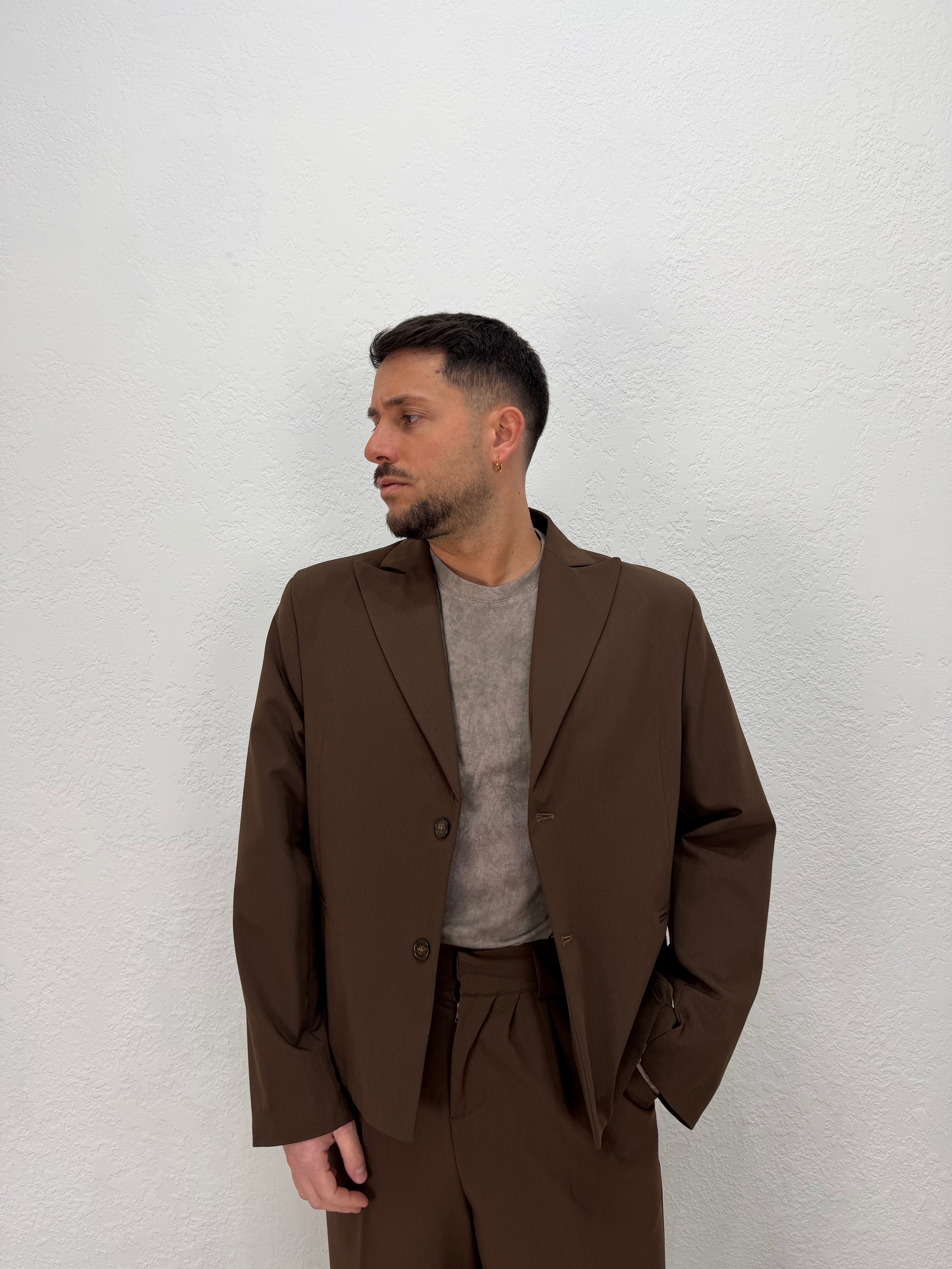 GIACCA DENZEL CROPPED MARRONE