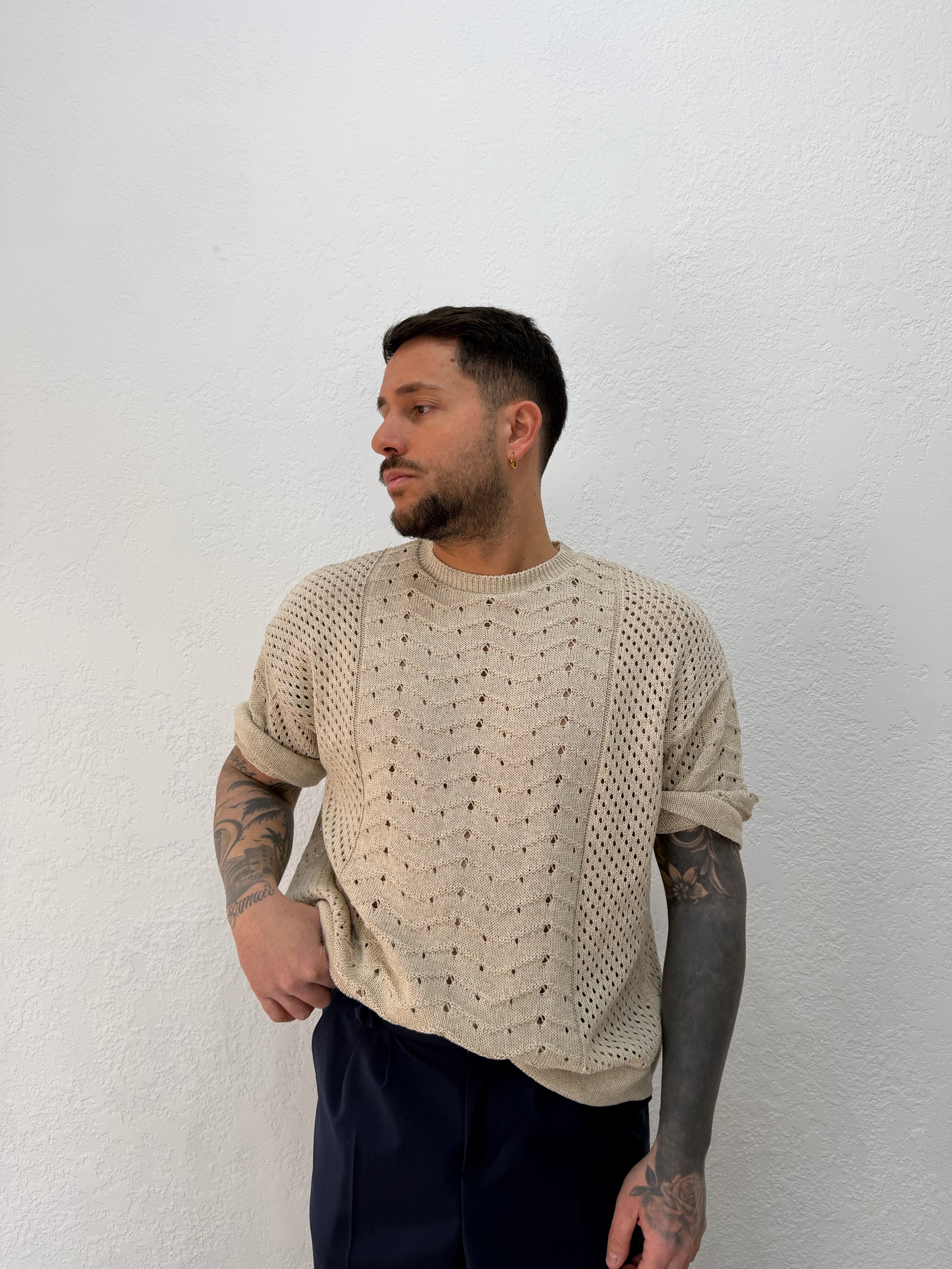 MAGLIA IN FILO CON TRAMA TRAFORATA