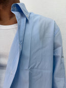 CAMICIA OVER STONDATA CON RICAMO VD RIGATA CELESTE