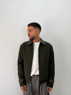 JACKET IN PANNO CON DETTAGLI IN PELLE
