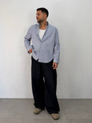 CAMICIA OVER STONDARA CON RICAMO VD RIGATA