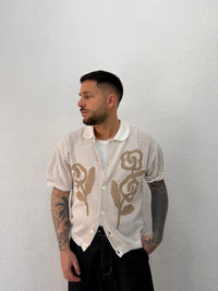 CAMICIA IN FILO CON RICAMO FIORE