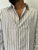 Camicia Rigata Over Lino 100%