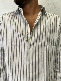 Camicia Rigata Over Lino 100%